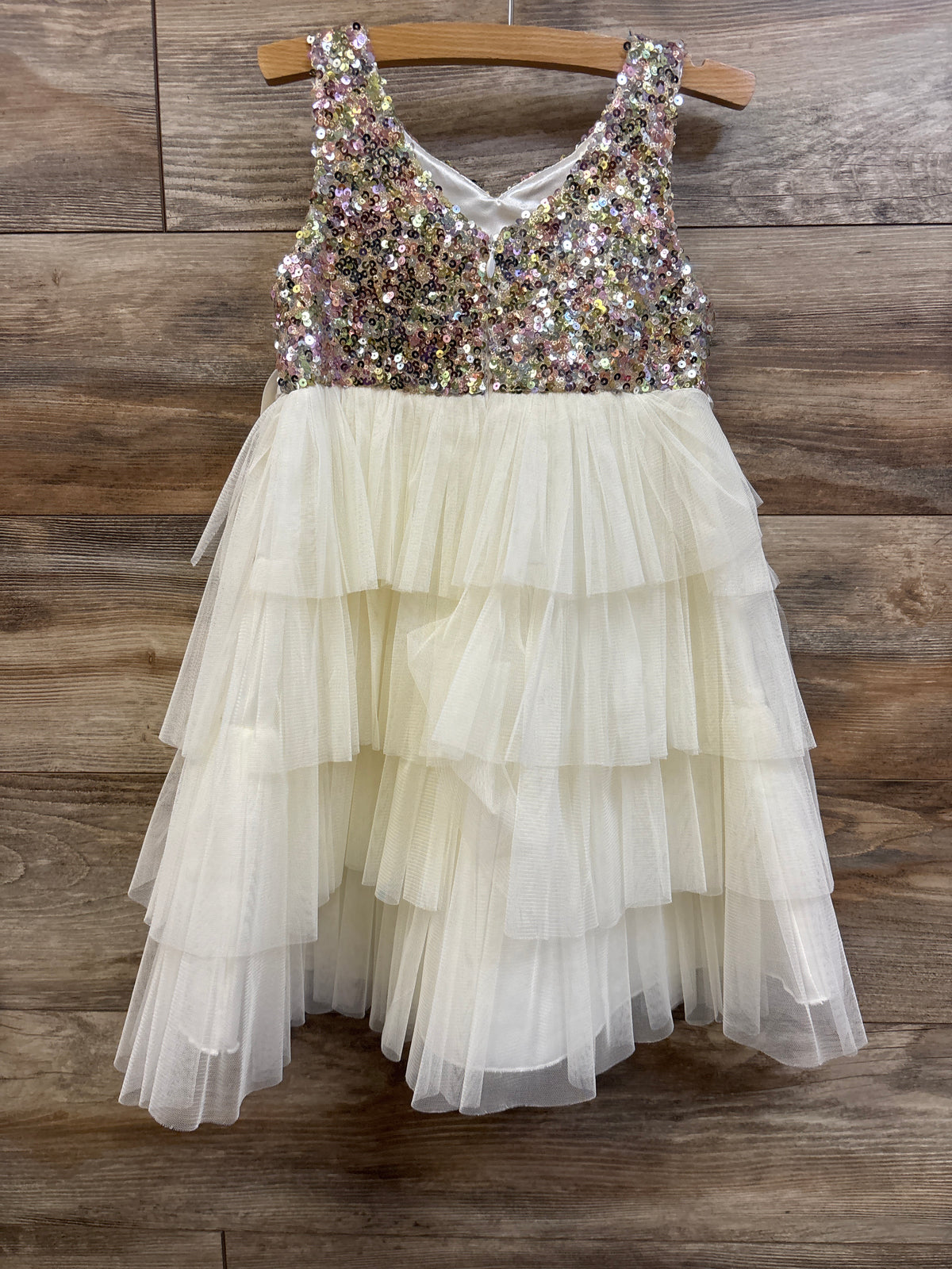 American Princess Layered Tulle Sequin Dress White sz 5T
