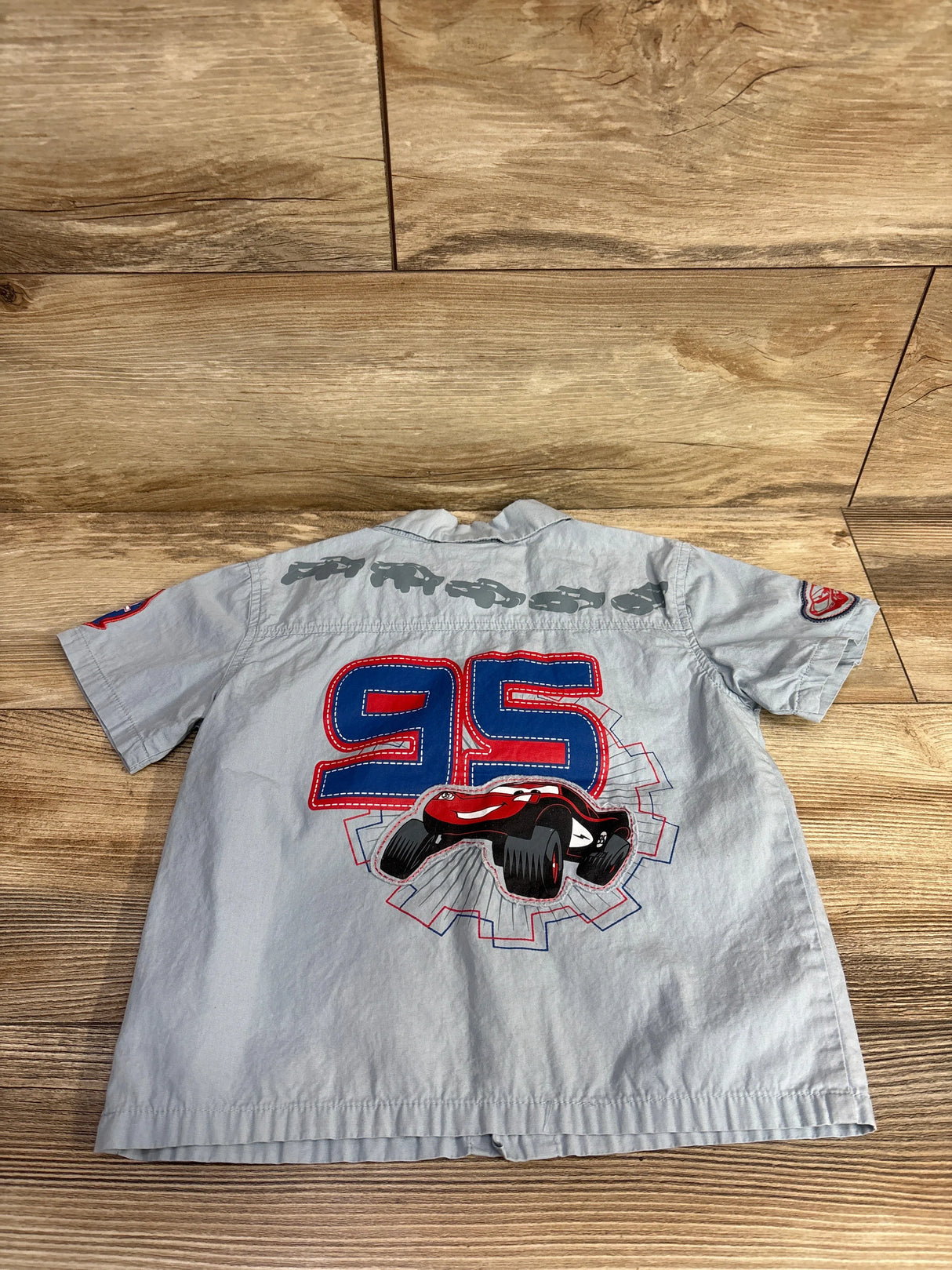 Disney Store Lighting McQueen Button Up Shirt Light Blue sz 2/3T