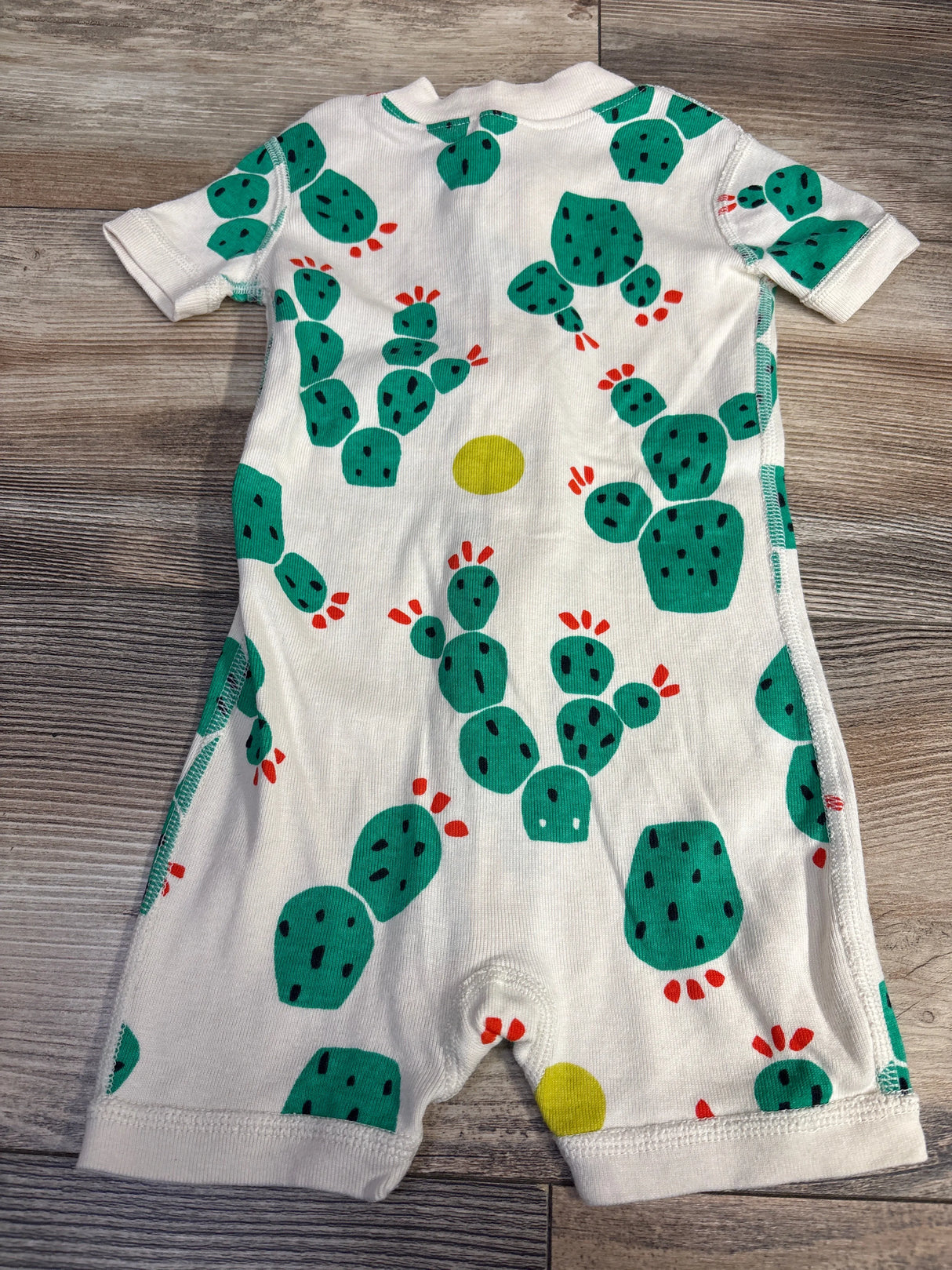 Hanna Andersson 2-Way Zip Shortie Sleeper Cactus White sz 6-12m