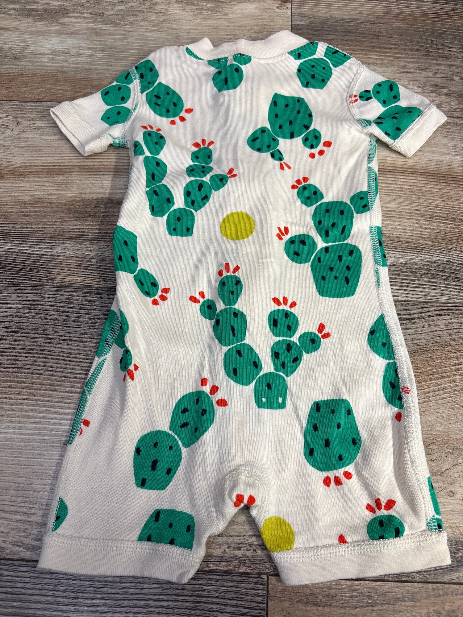 Hanna Andersson 2-Way Zip Shortie Sleeper Cactus White sz 6-12m