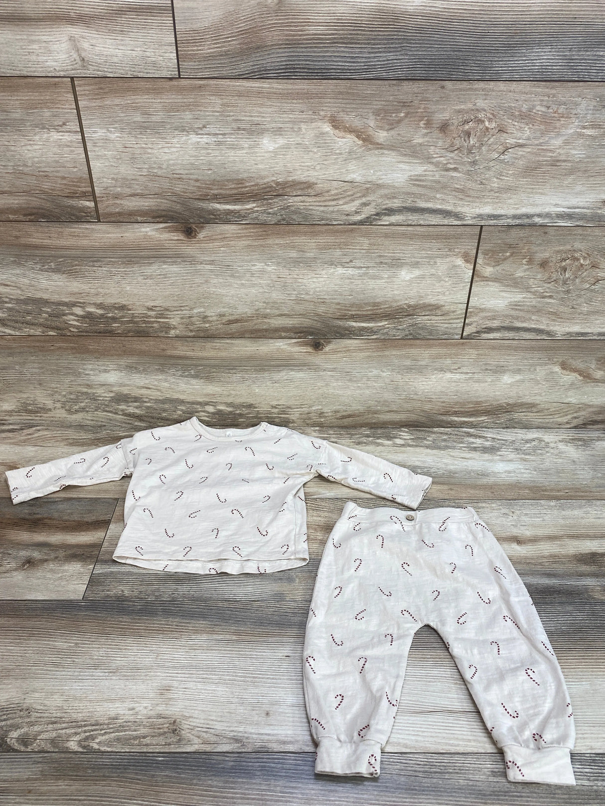 Rylee + Cru Beige Long Sleeve Tee & Slouch Pant in Candy Cane sz 6-12m - Me n Mommy To Be
