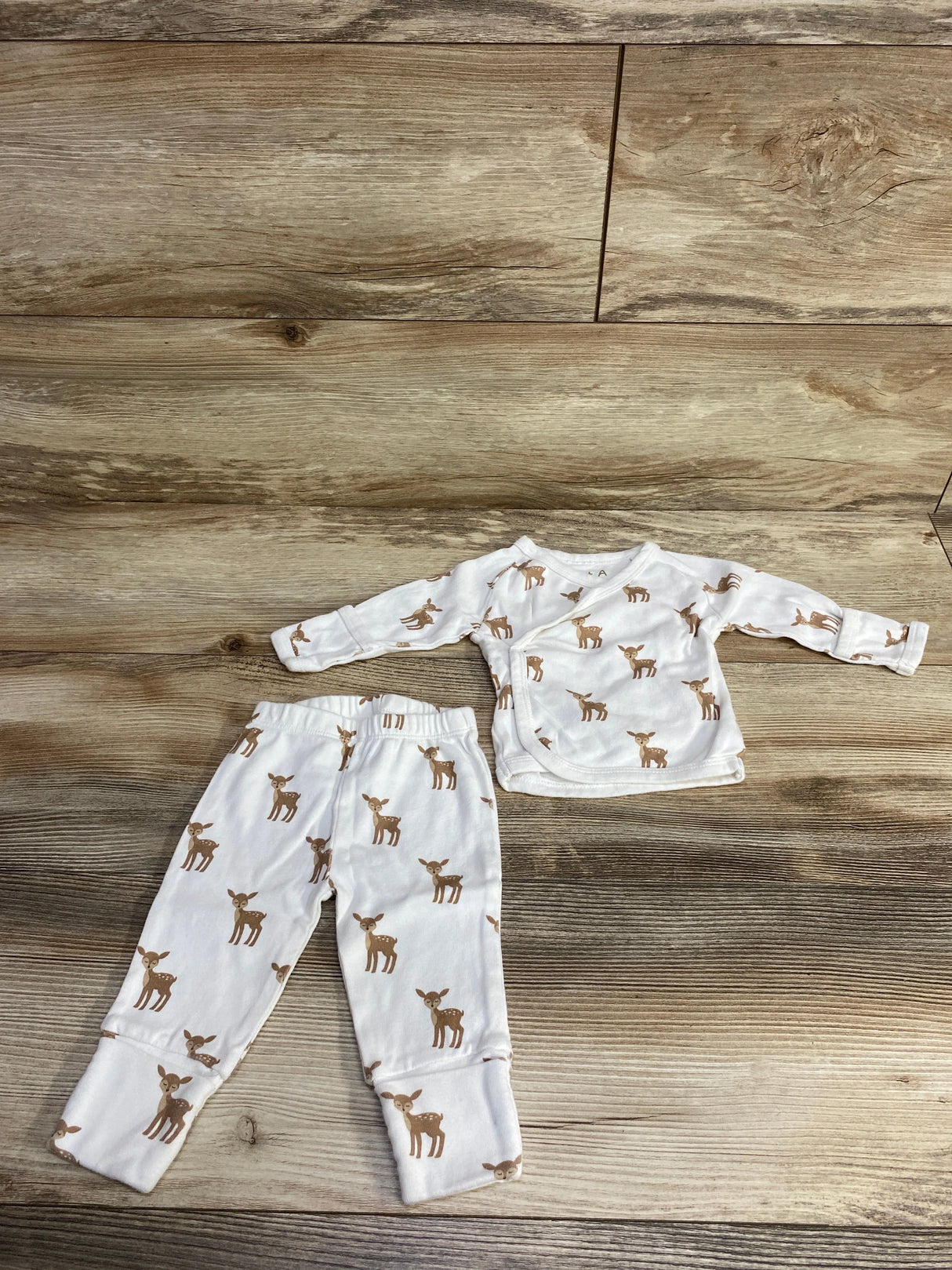 Monica + Andy 2pc Deer Shirt & Bottoms White sz 0-3m