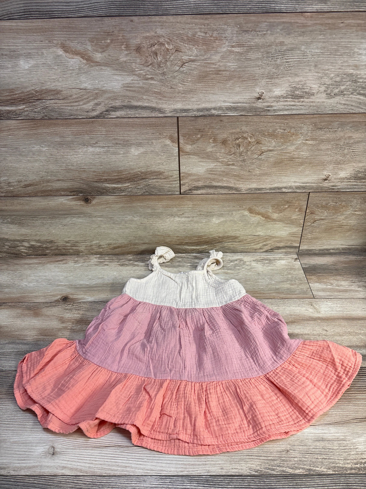 Cozy Pixies Gauze Tiered Dress Beige sz 2-3T