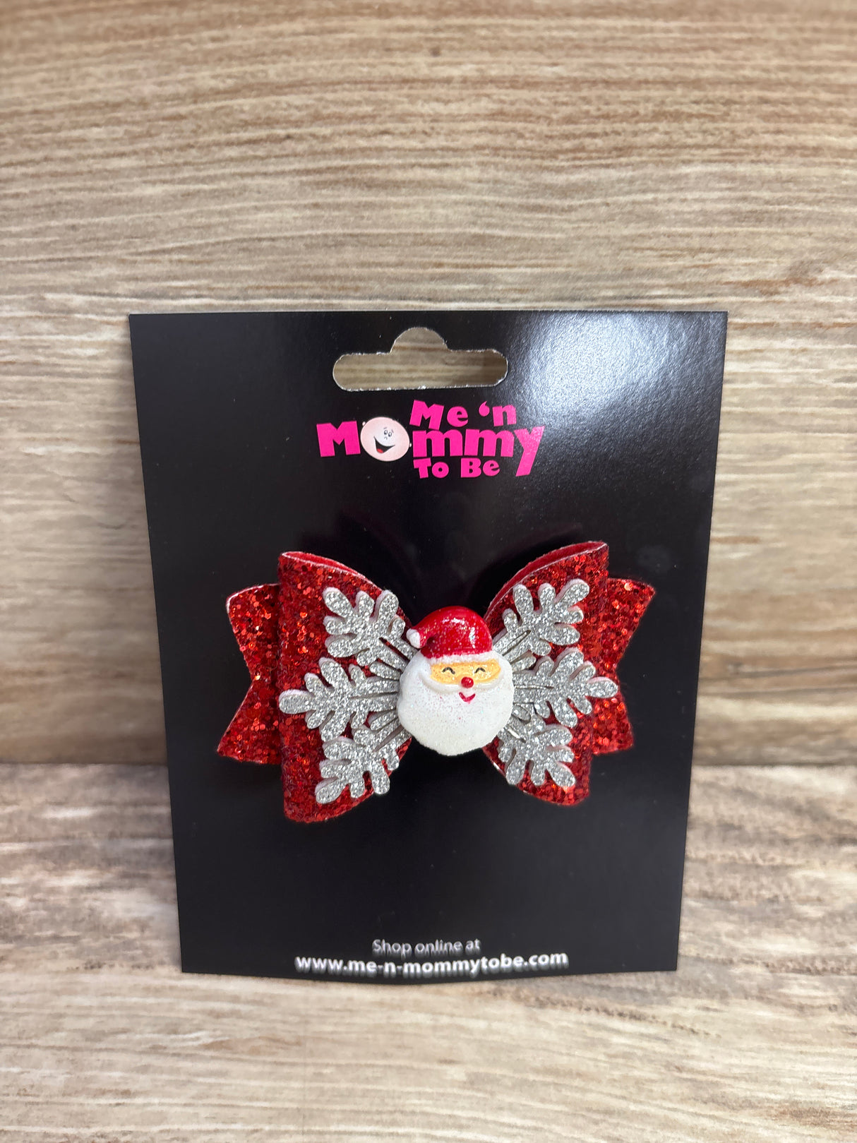NEW Double-Layer Glitter Hair Bow w/ Santa Applique