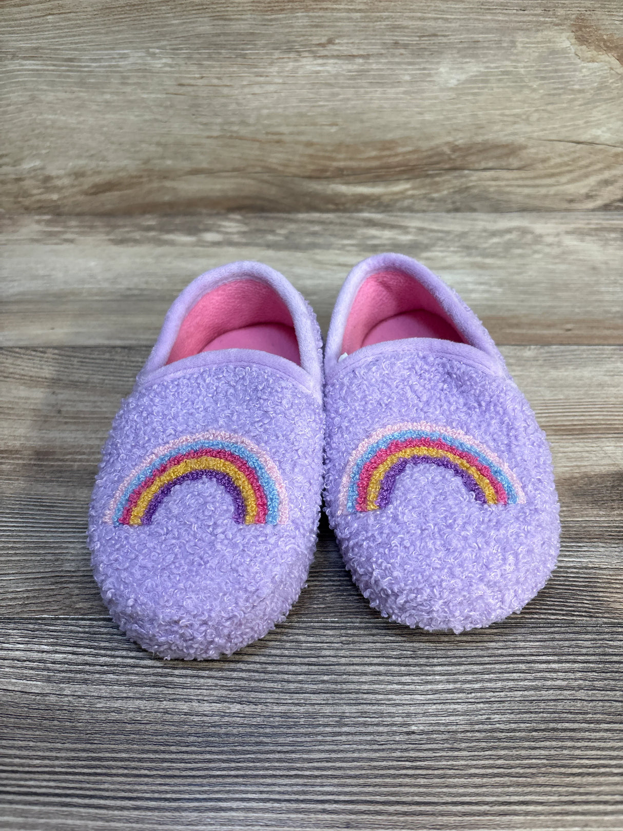 Wonder Nation Sherpa Rainbow Slippers Purple sz 11-12c