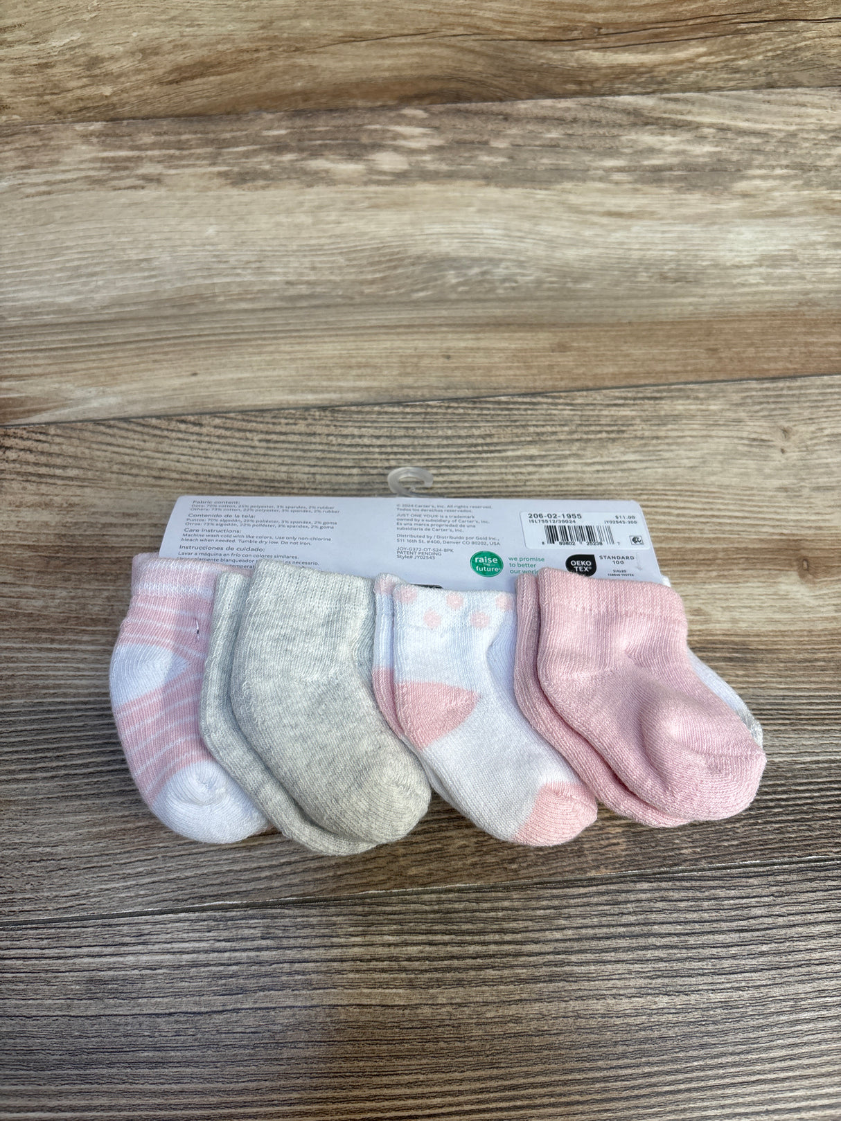 NEW Just One You 8pk Socks Pink/White sz 0-3m