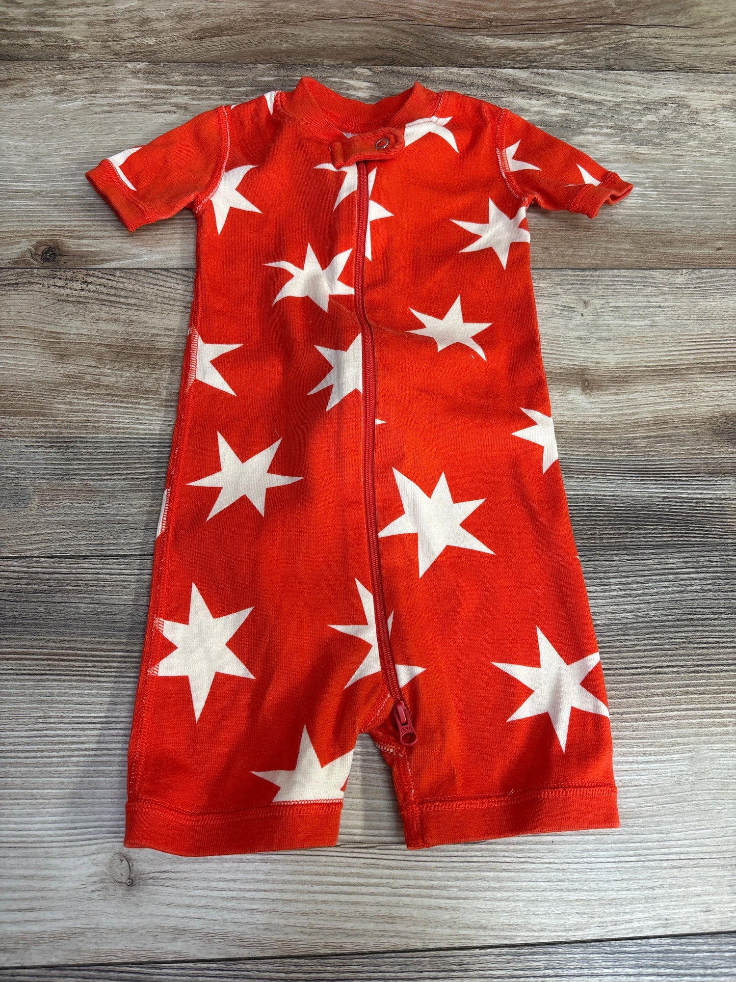 Hanna Andersson 2-Way Zip Shortie Sleeper Starbright on Orange Spice sz 18-24m