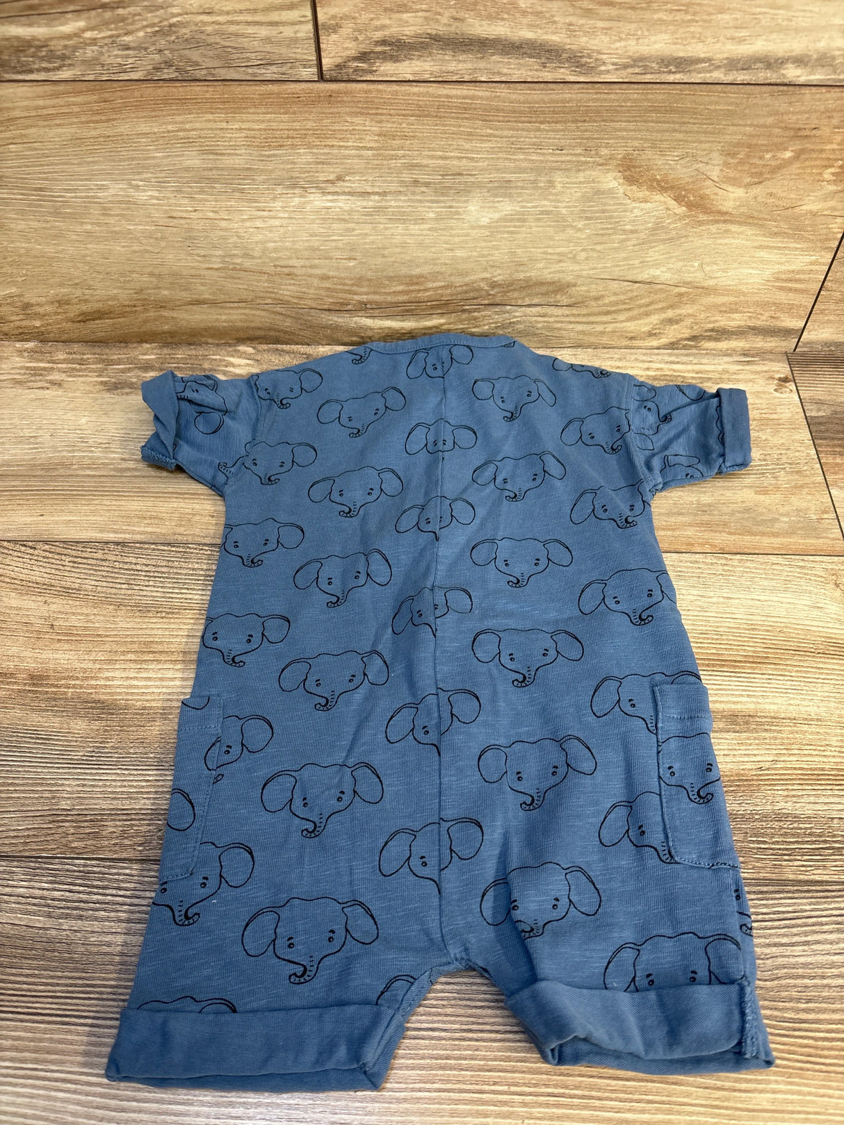H&M Elephant Print Shortie Romper Blue sz 4-6m