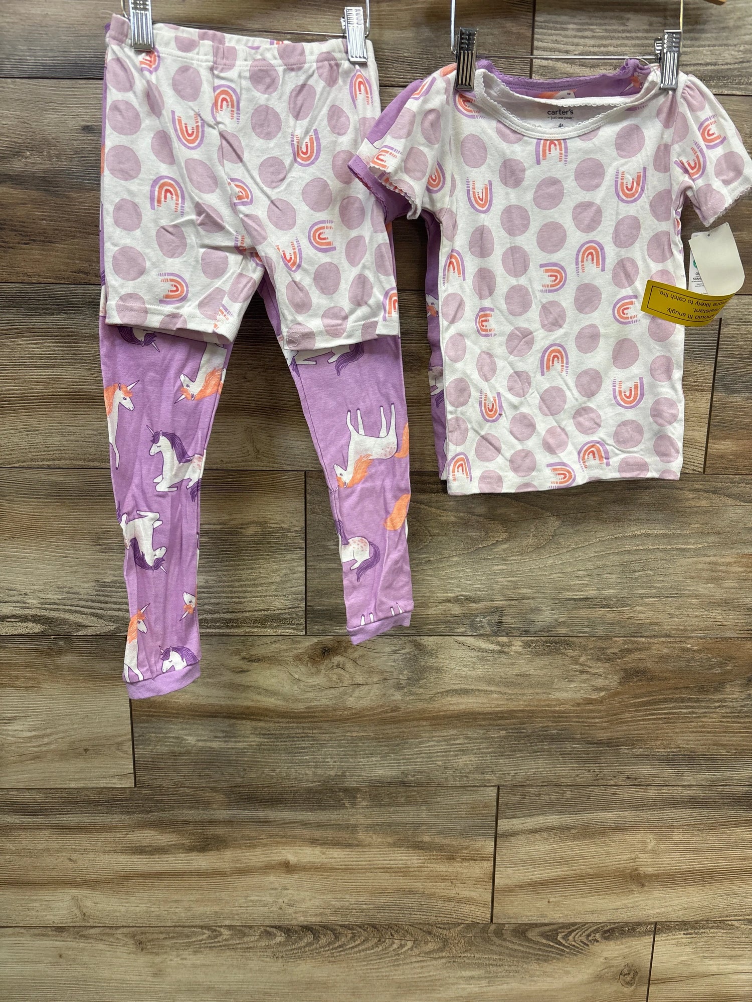 NEW Just One You 4pk Sleep Set Rainbow & Unicorn Print Purple sz 4T