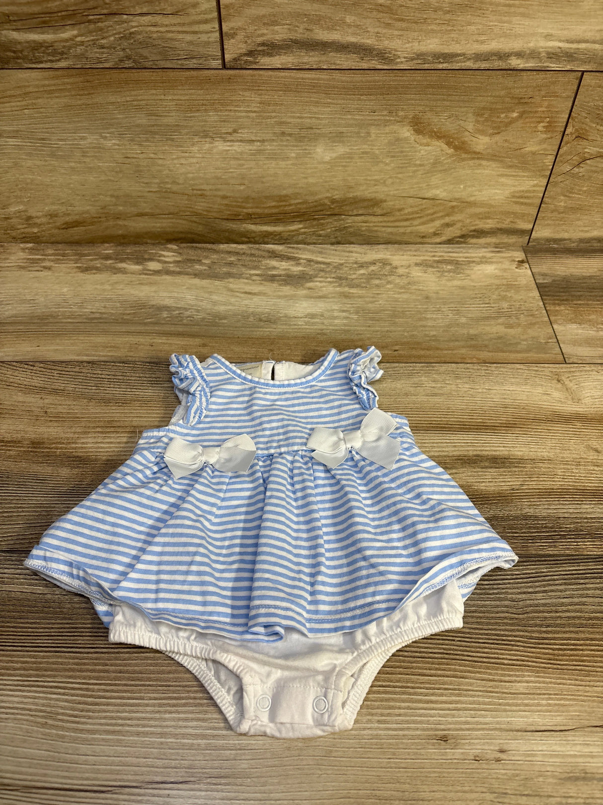 First Impressions Striped Bodysuit Dress Blue sz 3-6m