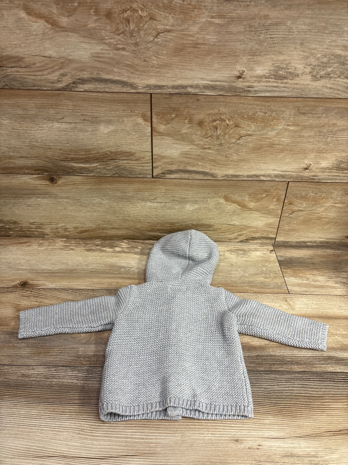 Little Planet Organic Knit Button-Up Hooded Cardigan Grey sz 6m