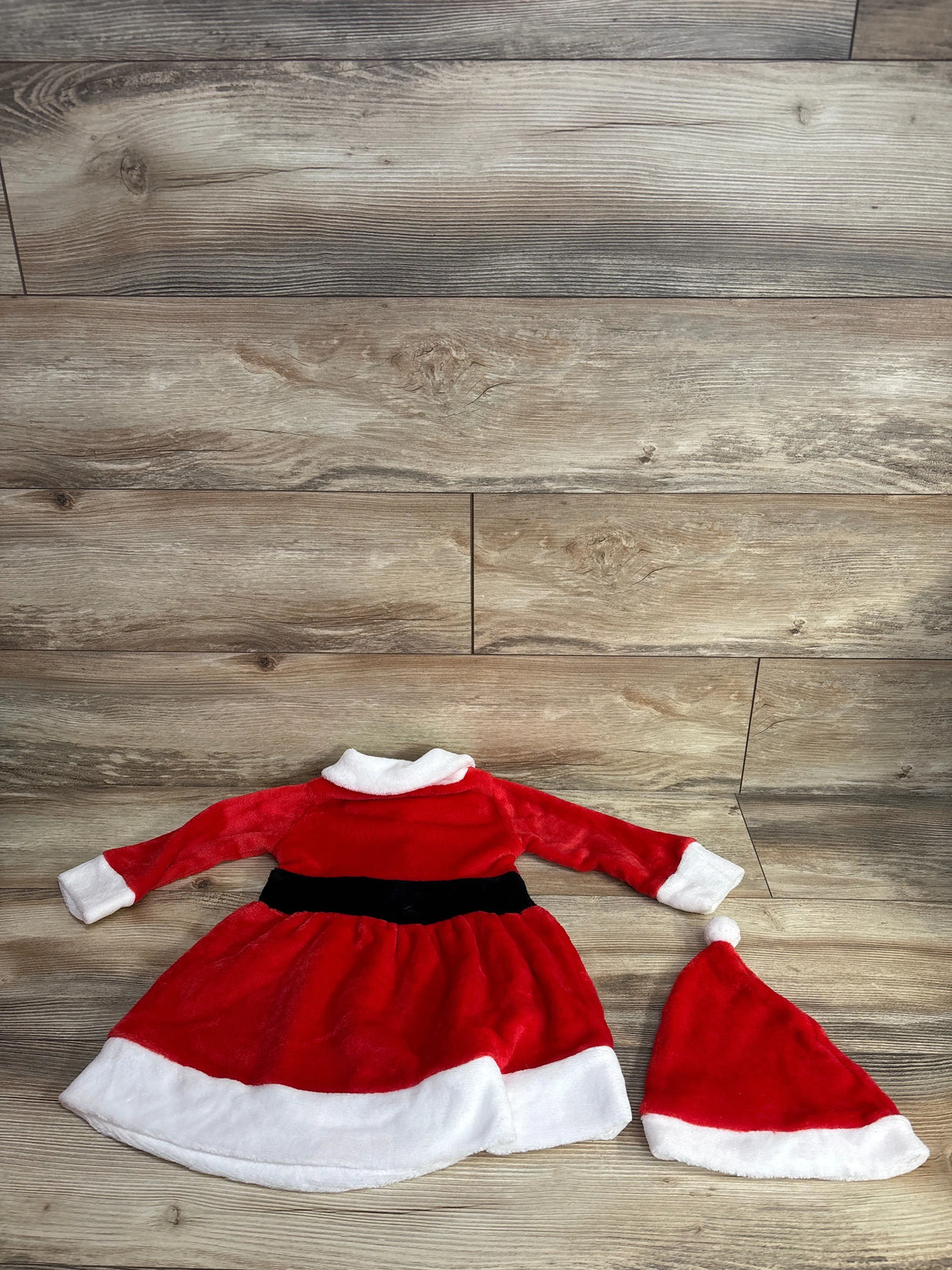 Big Elephant 2pc Velour Santa Dress & Hat Set Red sz 6-9m