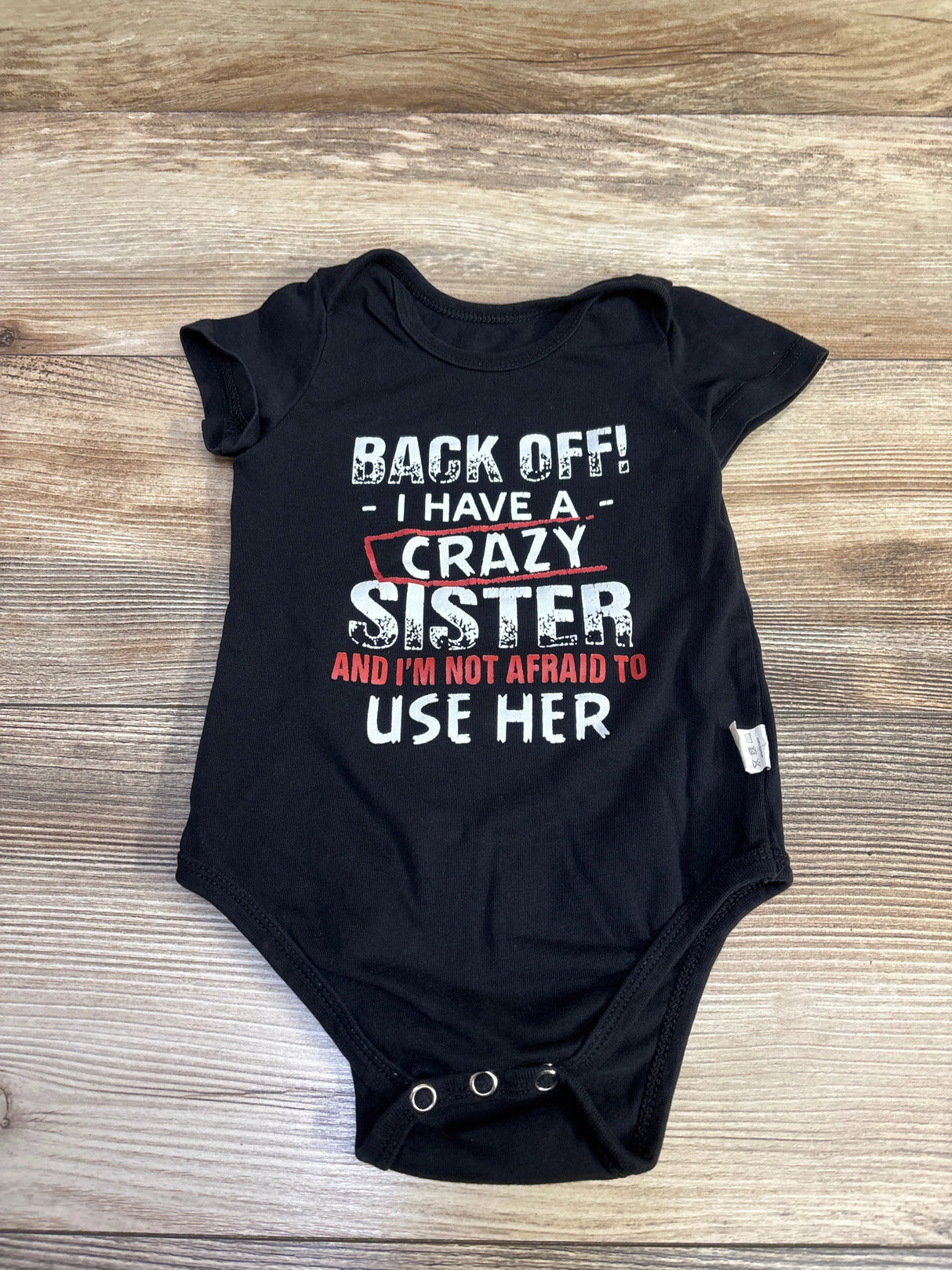 Back Off! I Have a Crazy Sister Bodysuit Black sz 18m