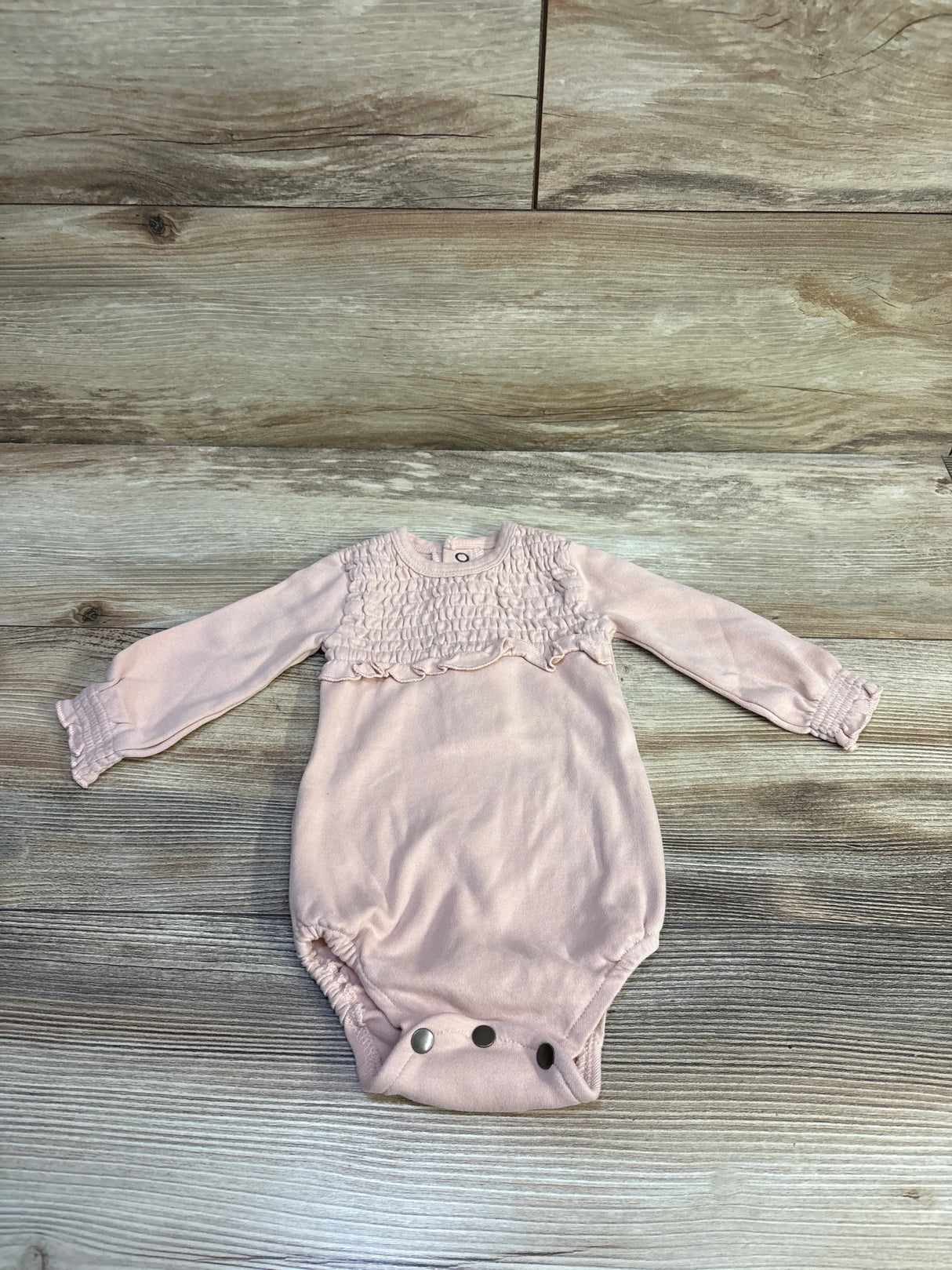 L'oved Baby Smocked Long Sleeve Bodysuit Pink sz 3-6m