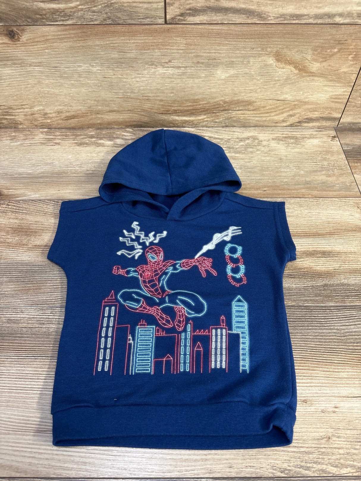 Marvel Spider-Man Hooded Shirt Blue sz 2T