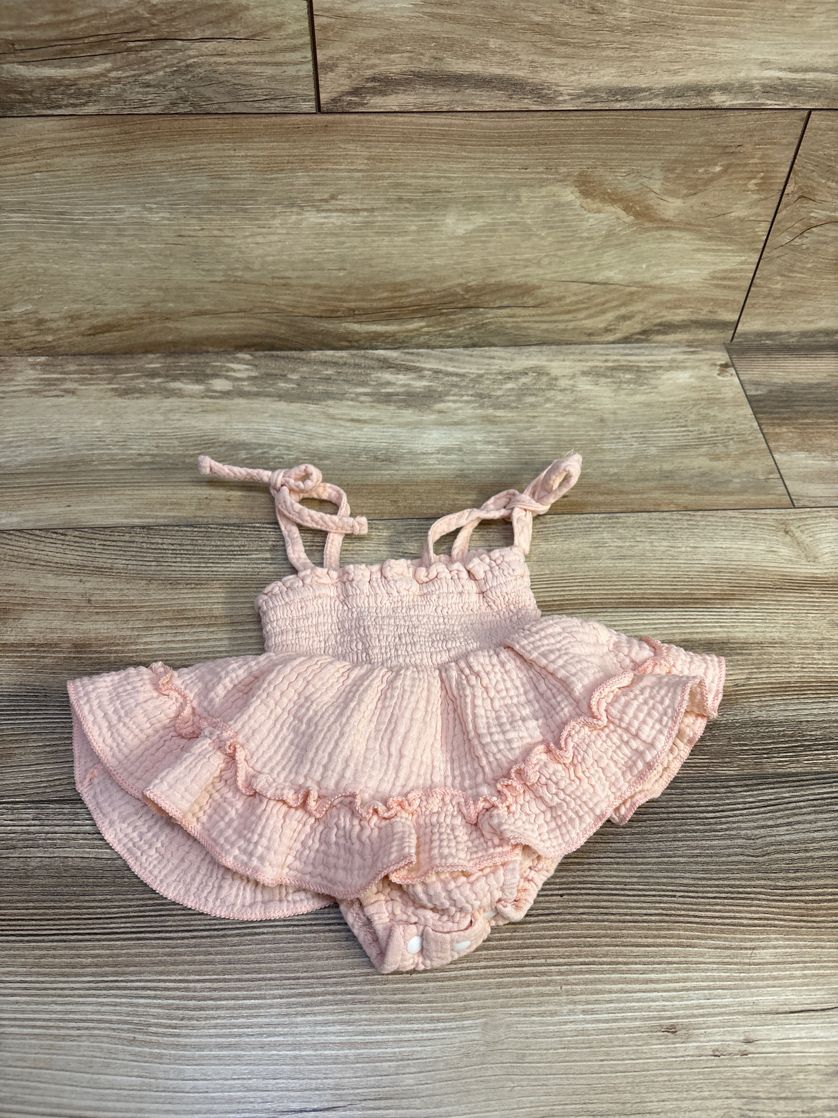Smocked Gauze Bodysuit Dress Pink sz 3-6m