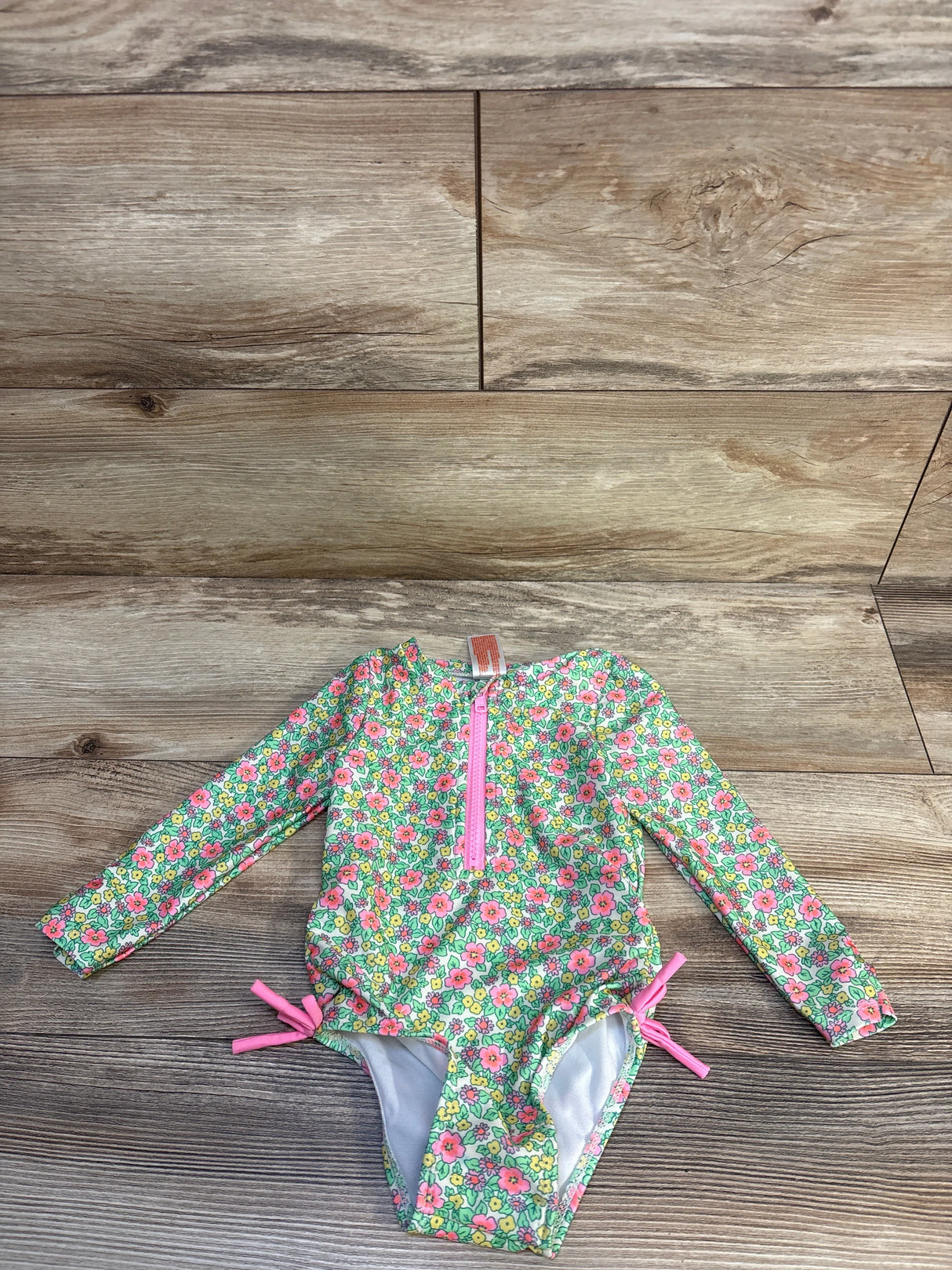 Cat & Jack Floral Rash Guard Green sz 18m