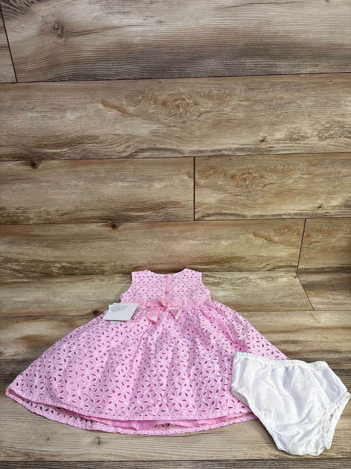 NEW Blueberi Boulevard 2pc Eyelet Dress & Bloomers Set Pink sz 24m