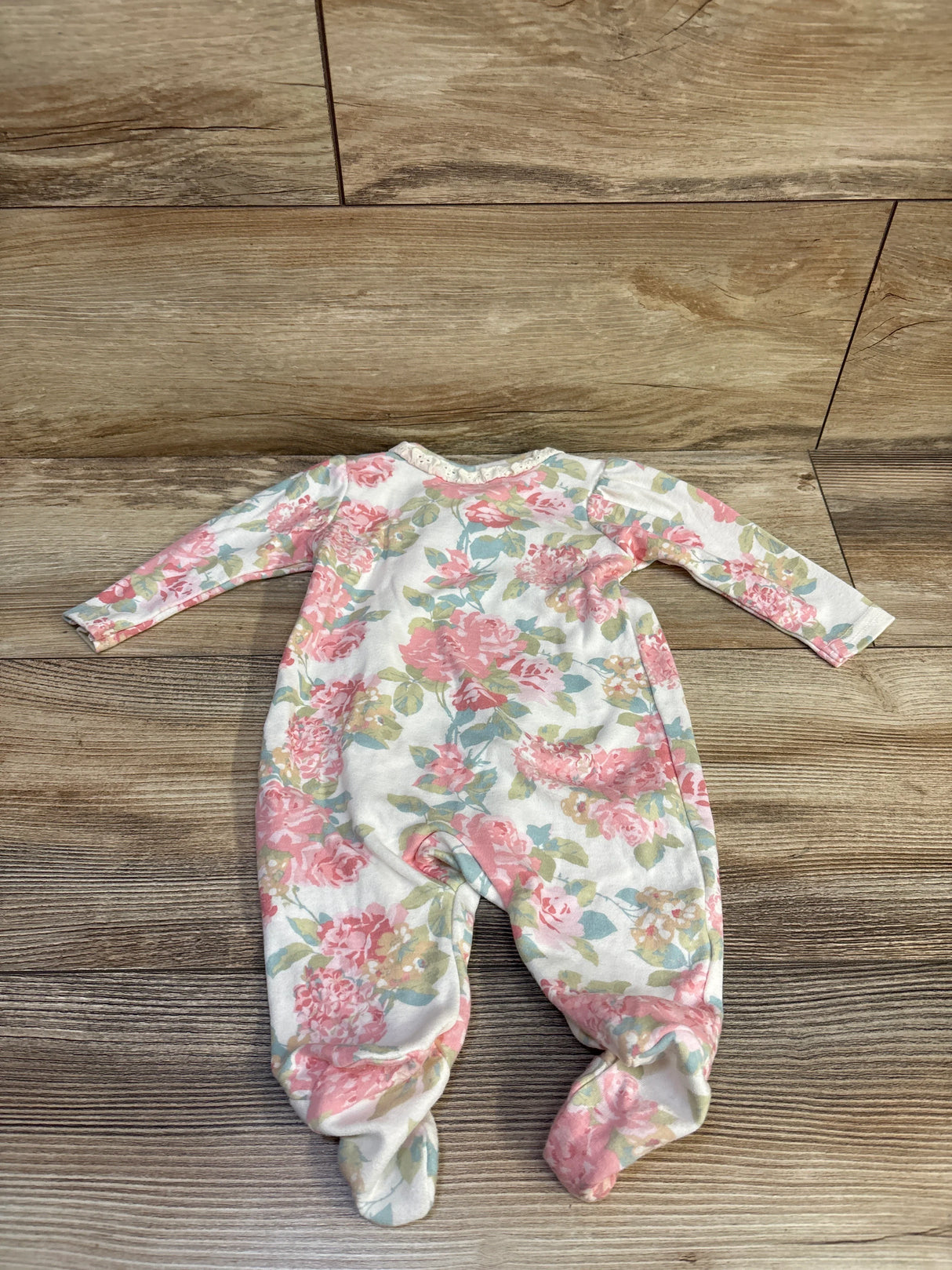 Laura Ashley Floral Side Snap Sleeper White sz 0-3m