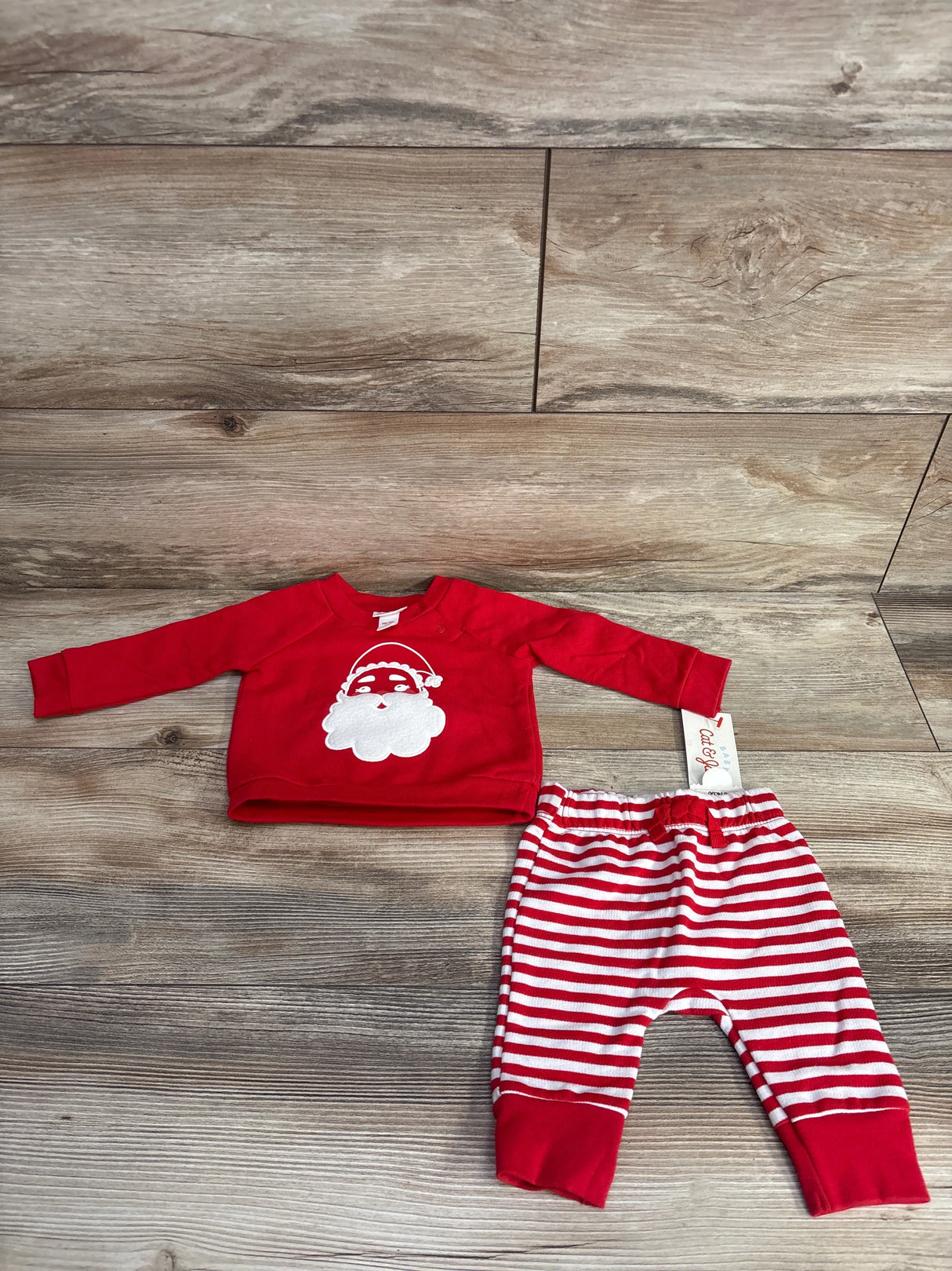 NEW Cat & Jack 2pc Santa Sweatshirt & Pants Red sz Newborn