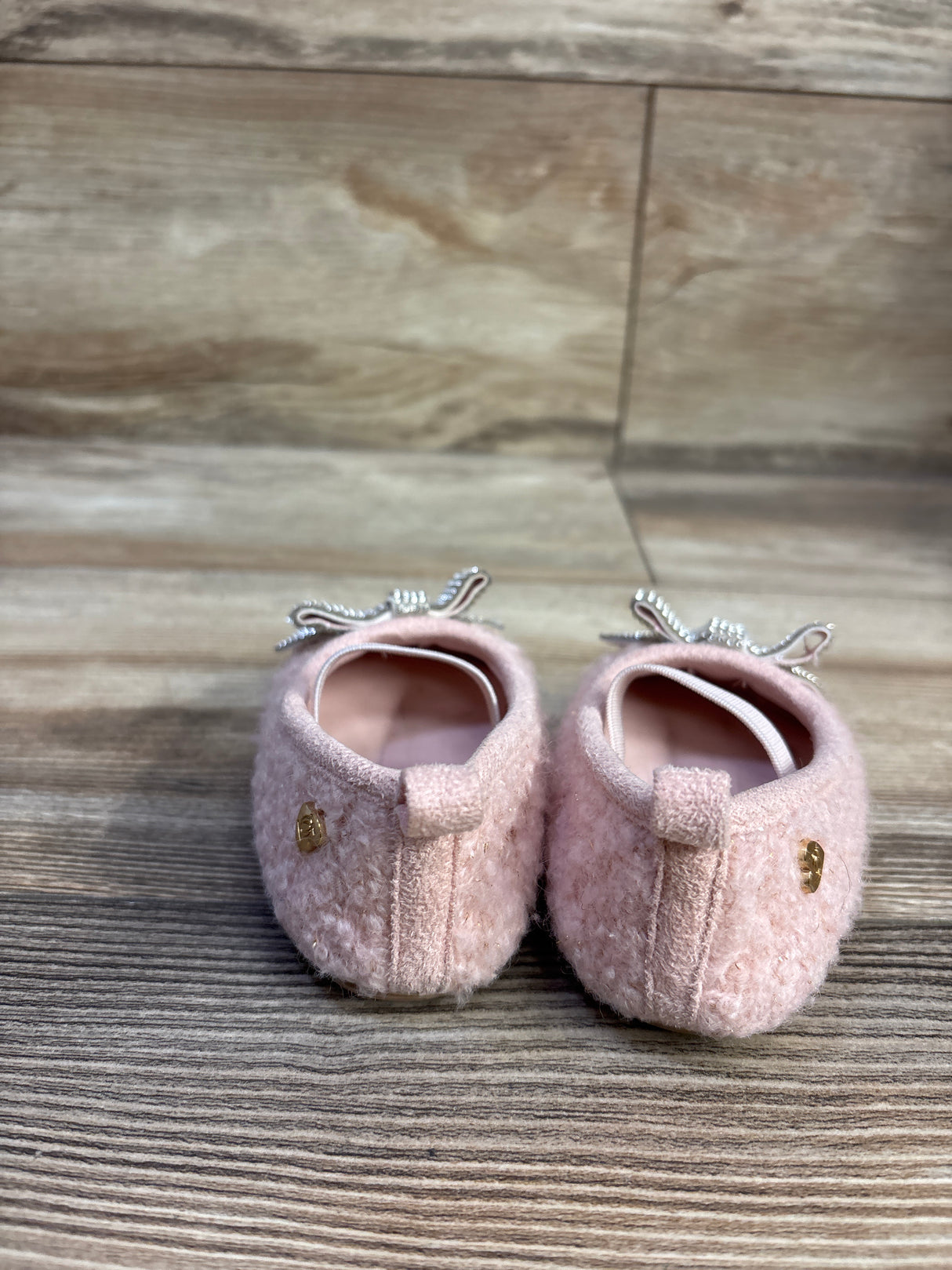 Bebe Fuzzy Bow Ballet Flats Pink sz 4c
