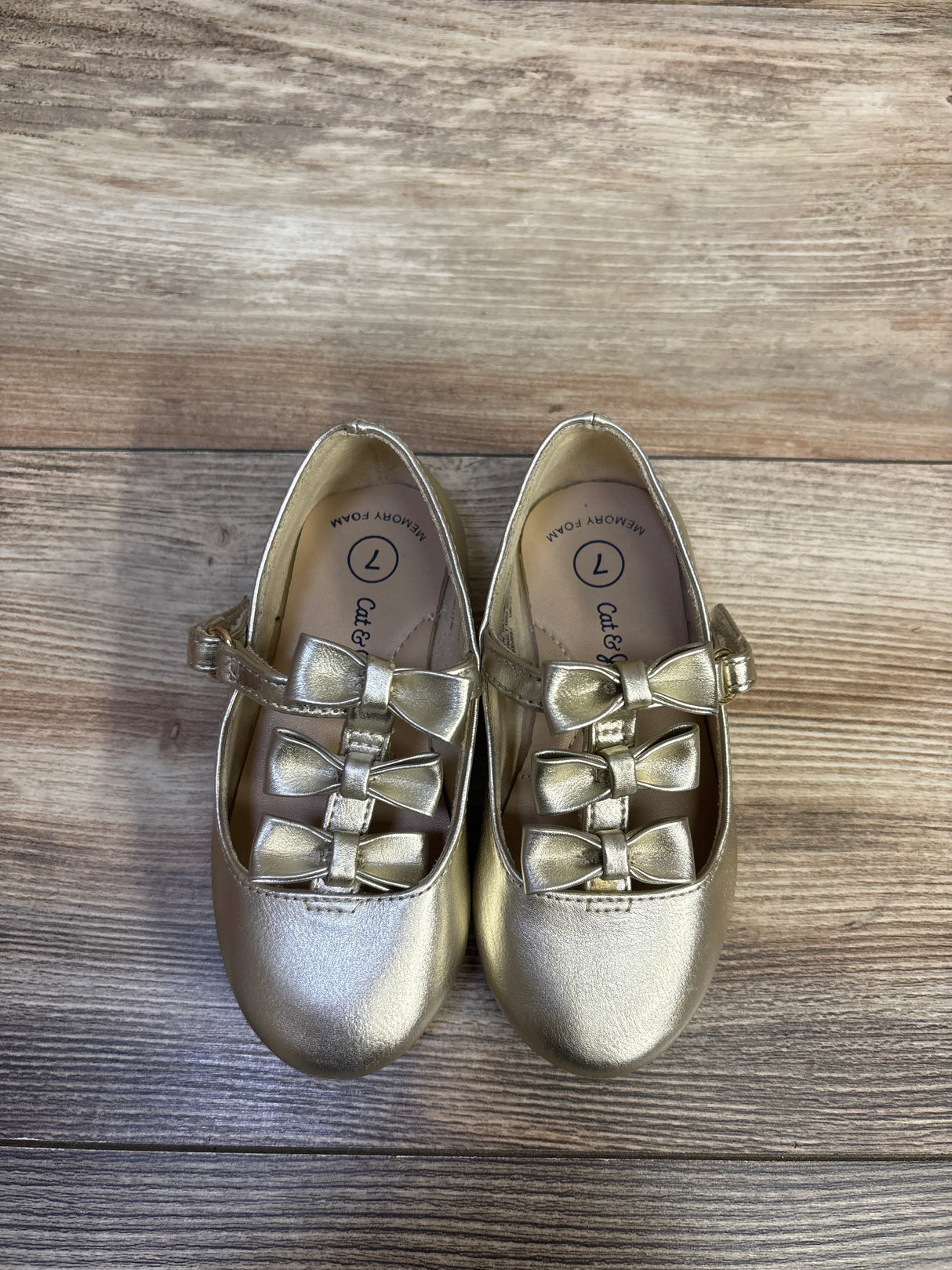 Cat & Jack Mary Jane Bow Ballet Flats Gold sz 7c