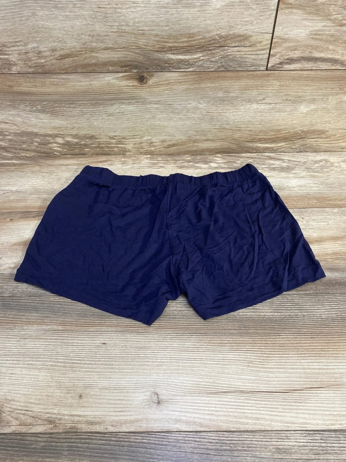 Front view of Gap Body maternity modal shorts in navy, size small, showing high stretchy waistband and smooth modal fabric on white background