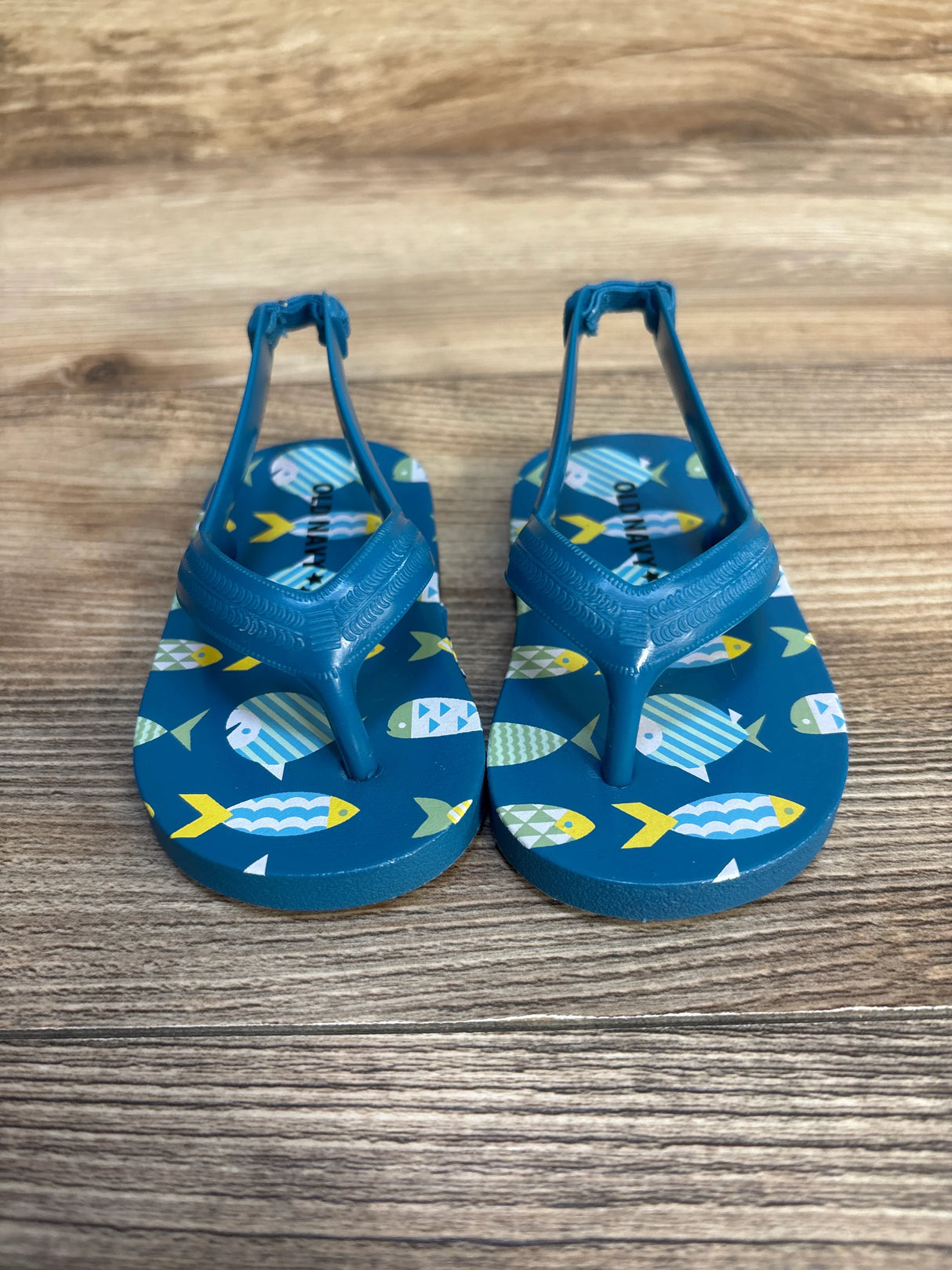 Old Navy Fish Print Flip Flop Sandals Blue sz 4c