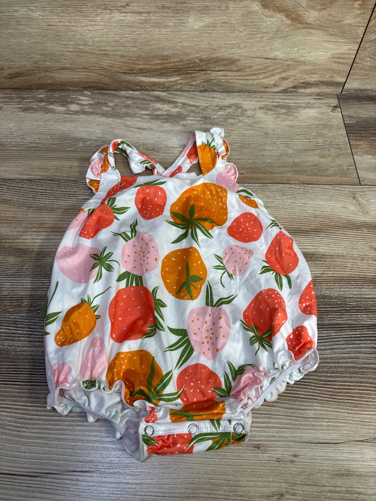 NEW Mila & Rose Strawberry Crossback Romper White sz 12-18m