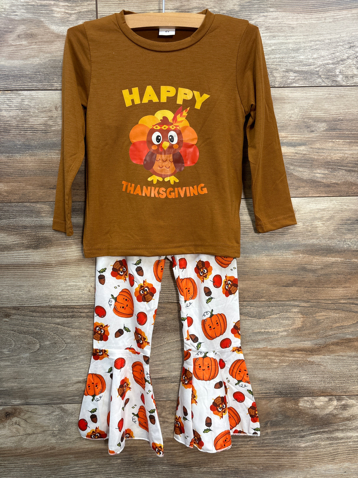 NWOT 2pc Happy Thanksgiving Shirt & Pants Set Carmel sz 4T