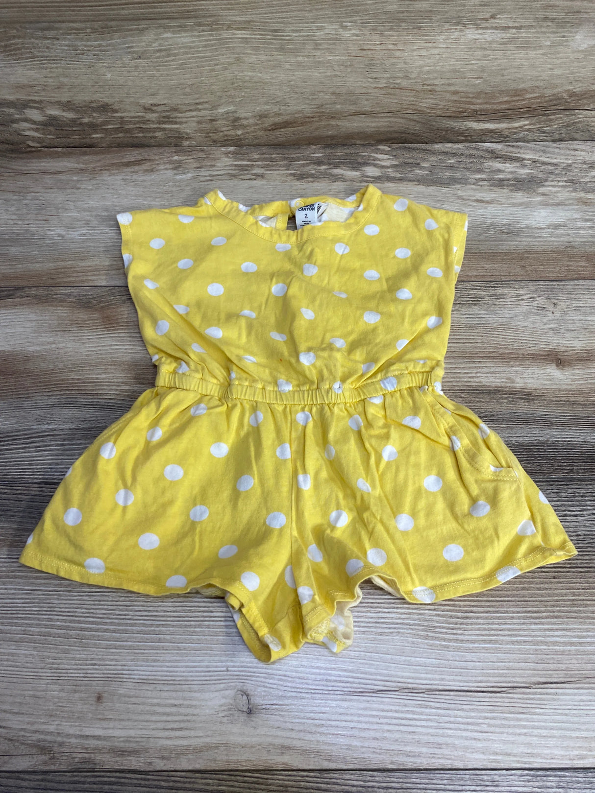 Harper Canyon Polka Dot Romper Yellow sz 2T - Me n Mommy To Be