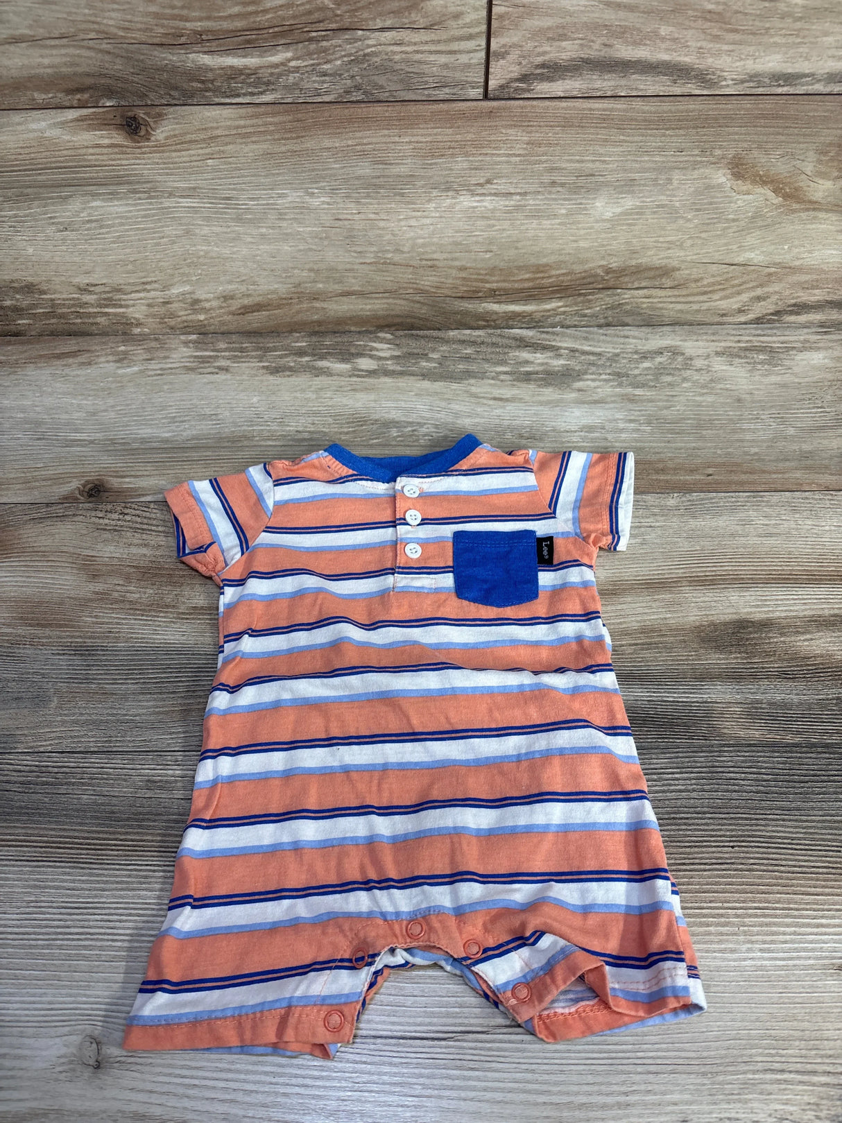 Lee Striped Henley Shortie Romper Orange sz 6-9m