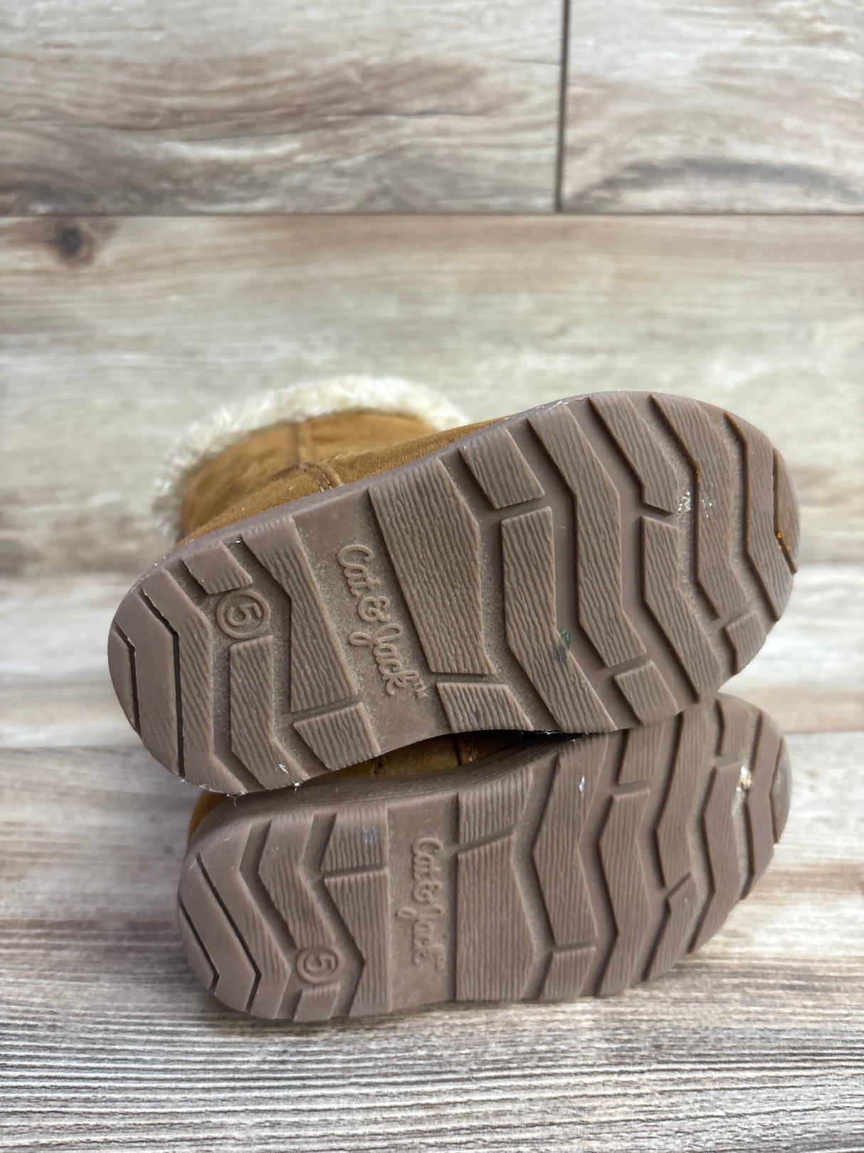 Cat & Jack Honor Faux Fur Trin Suede Boots Brown sz 5c