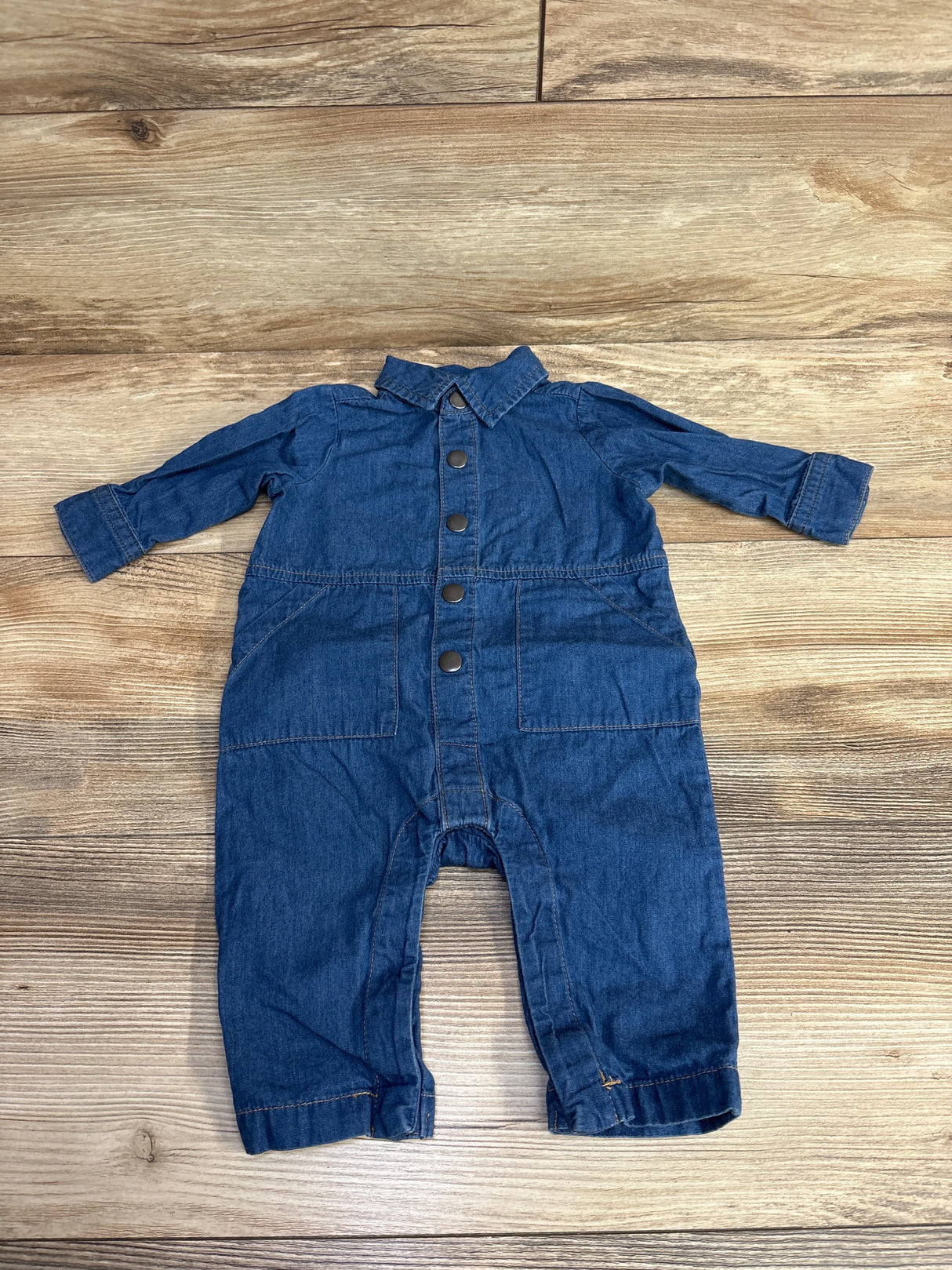 Cat & Jack Chambray Button Up Coverall Blue sz 0-3m