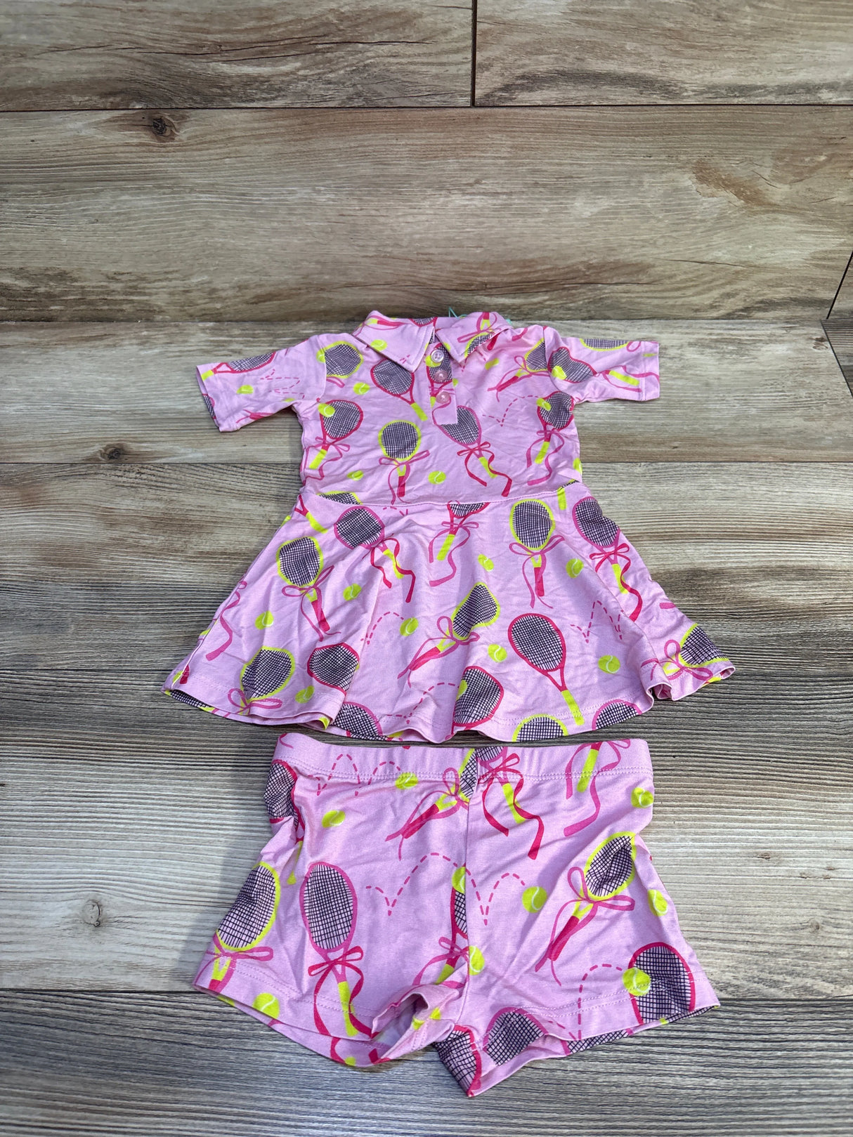 NEW Gigi & Max 2pc Serena Tennis Polo Dress & Shorts Set Pink sz 18-24m