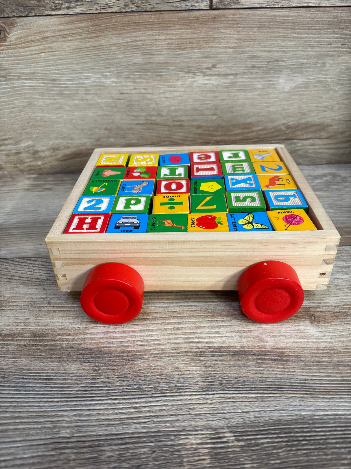 AToyLink ABC Wooden Stacking Blocks Pull Cart