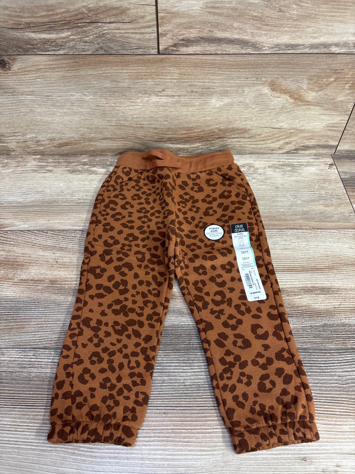 NEW Okie Dokie Brown Leopard Print Jogger Pant sz 18m