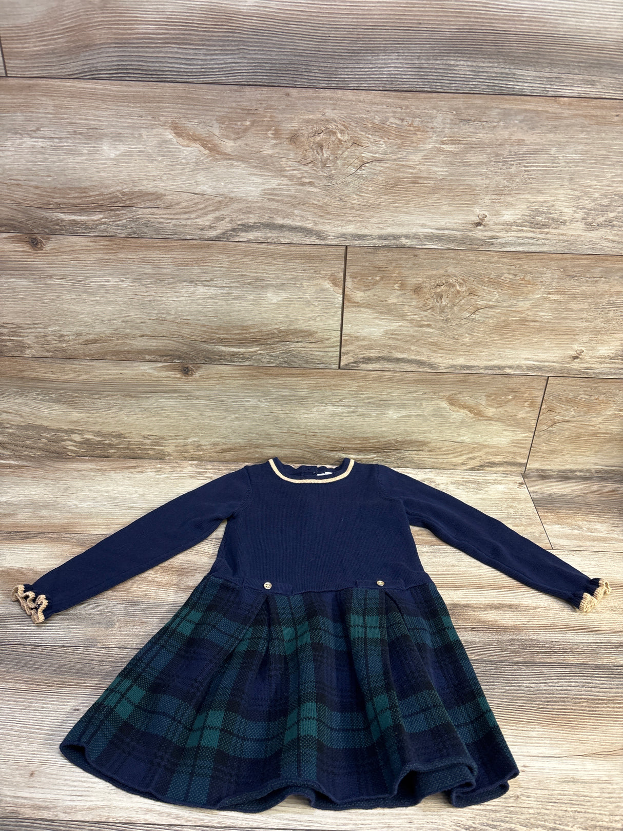 Janie & Jack The Tartan Sweater Dress in Navy sz 4T