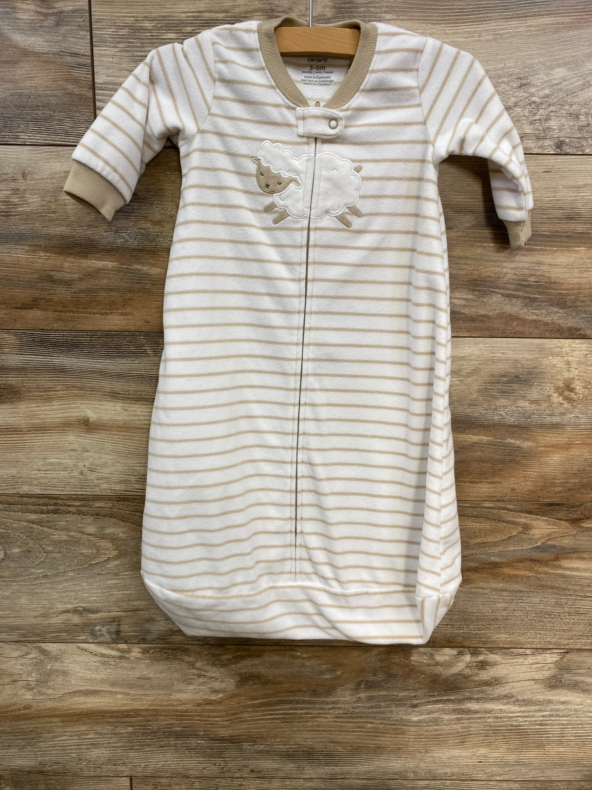 Carter's Sheep Stiped Fleece Sleep Bag White sz 3-6m