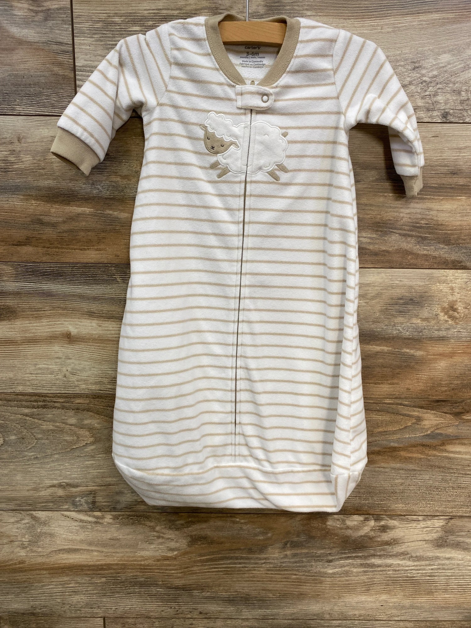 Carter's Sheep Stiped Fleece Sleep Bag White sz 3-6m