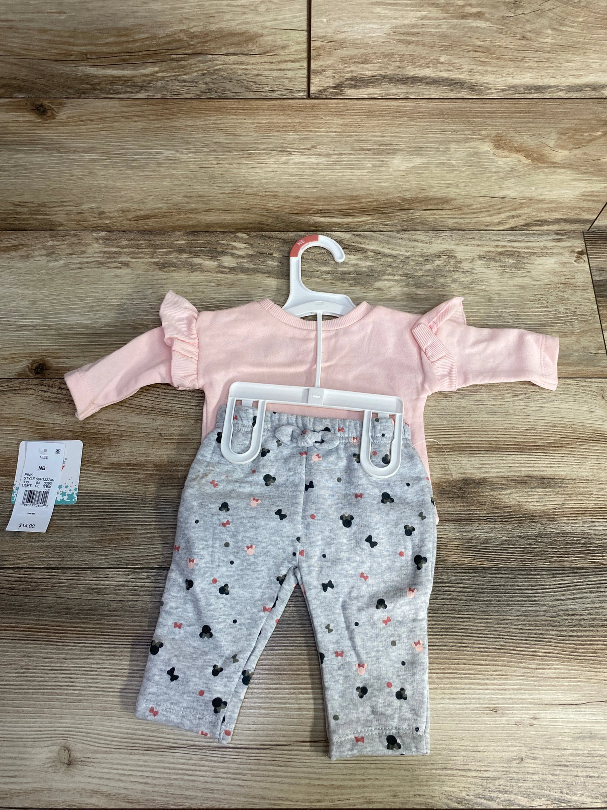 NEW Disney Baby 2pc Minnie Mouse Sweatshirt & Pants Set Pink sz Newborn