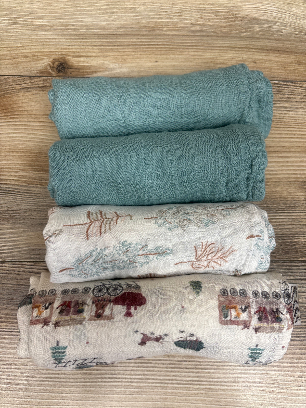 Gllquen 4pk Bamboo Muslin Swaddle Blankets Green 27x27''