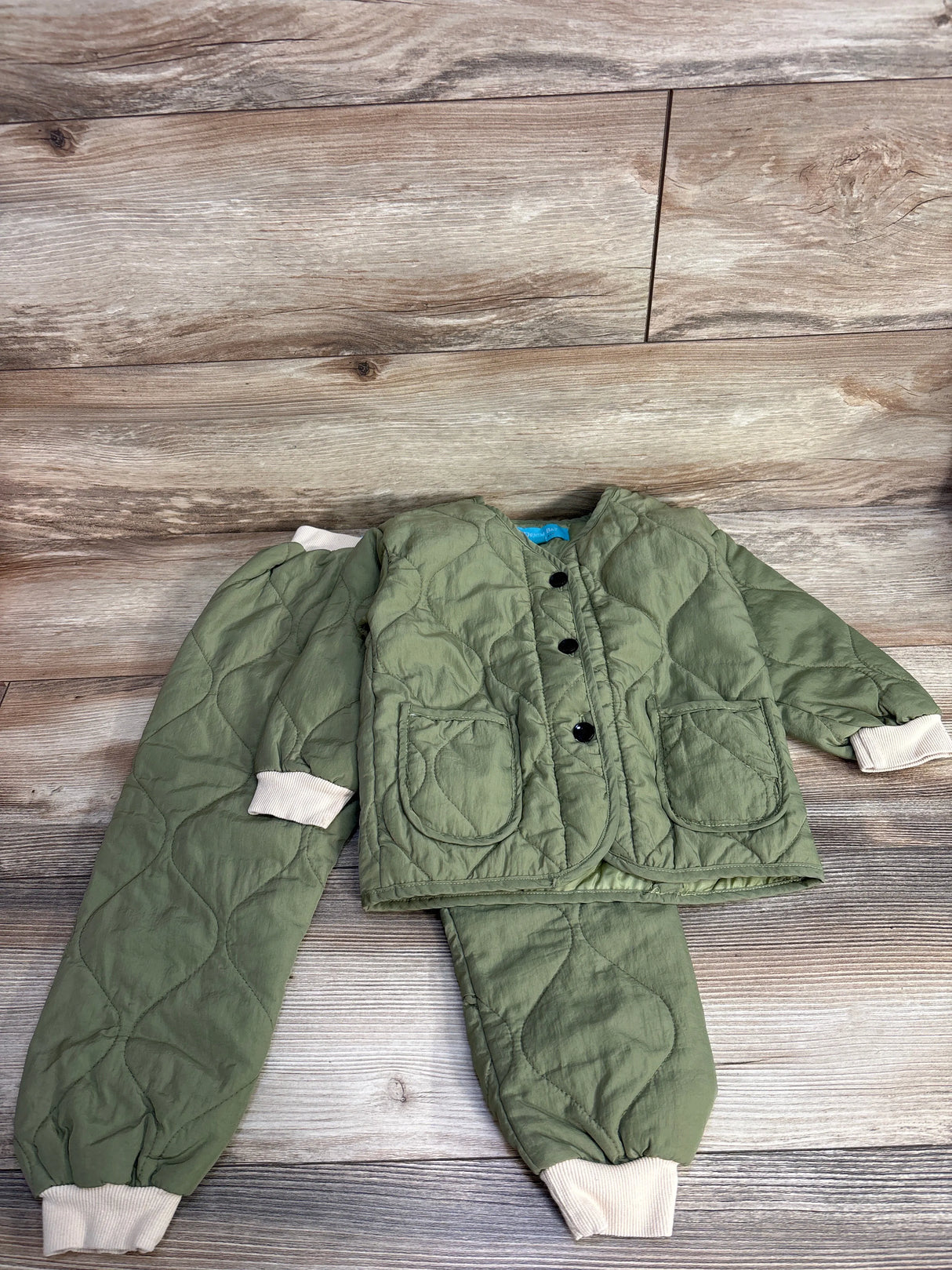 Denim Bay Quilted Jacket & Pants 2pc Set Green sz 3T