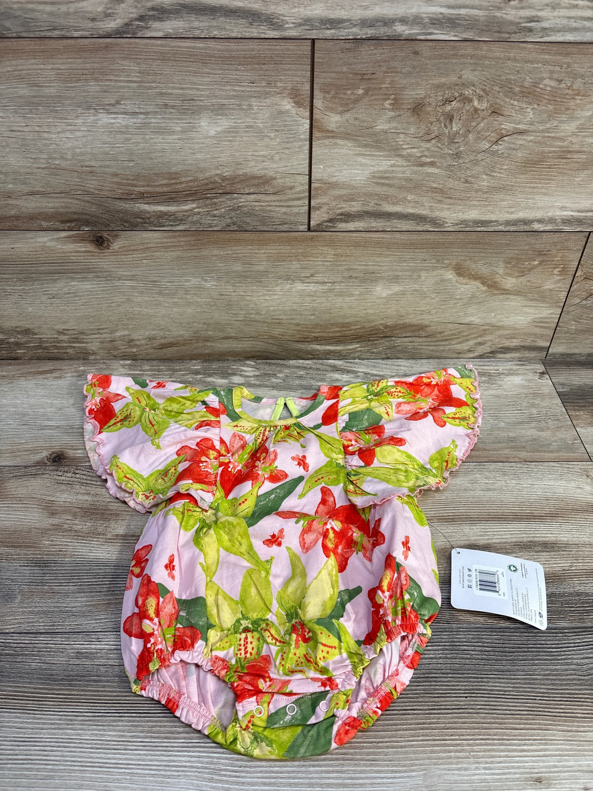 NEW Burts Bees Floral Bubble Romper Pink sz 12m