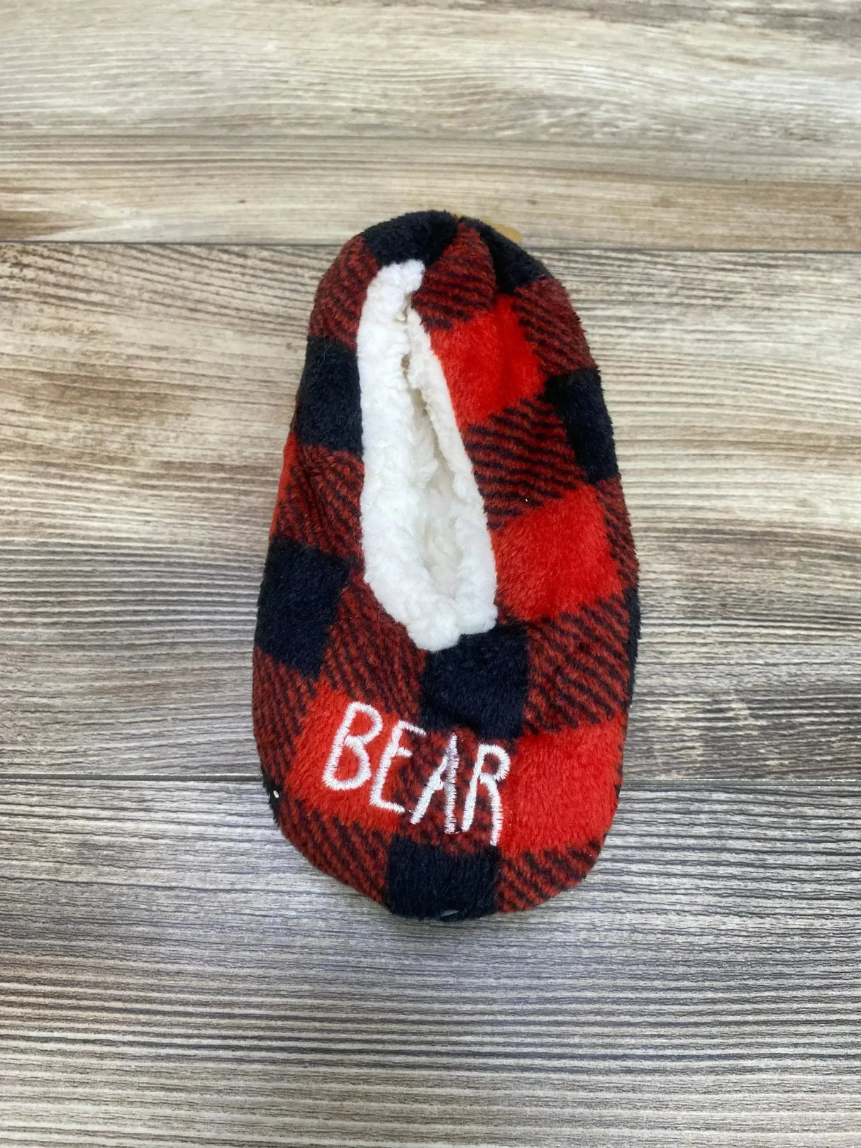 NEW Capelli Slipper Socks Red Buffalo Print 'Lil' Bear' Sz 2T-4T - Me n Mommy To Be