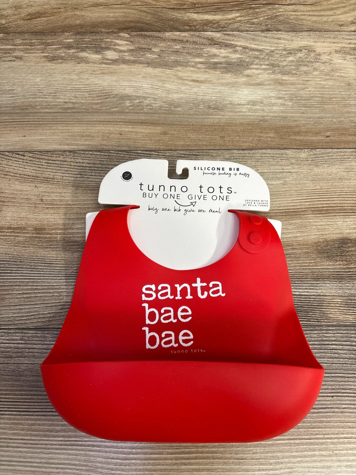 NEW Tunno Tots 'Santa Bae Bae' Red Silicone Bib