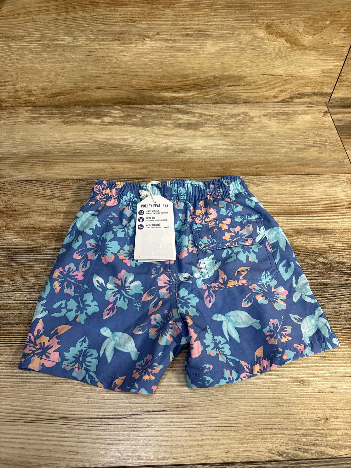 NEW Vintage Summer Floral Swim Shorts Blue sz 2T - Me n Mommy To Be