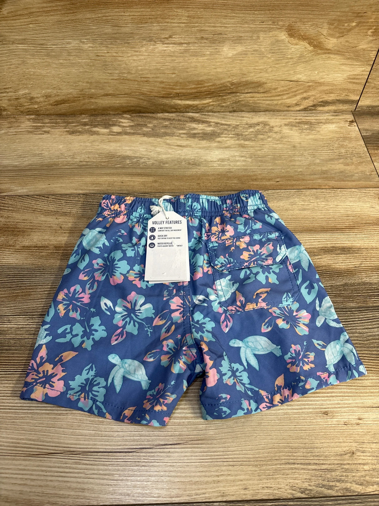 NEW Vintage Summer Floral Swim Shorts Blue sz 2T - Me n Mommy To Be