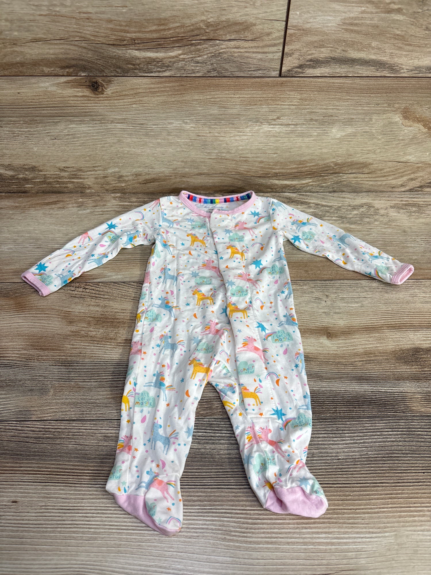 Magnetic Me Modal Unicorn Print Footie White sz Newborn