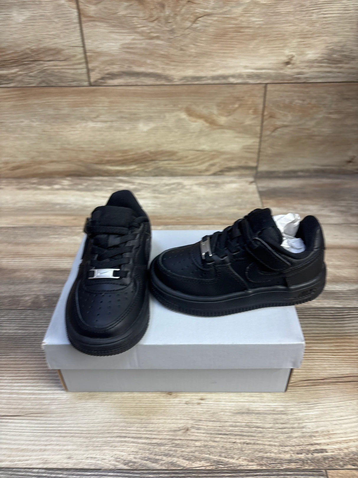 NEW Nike Force 1 Low EasyOn PS 'Triple Black' Sneakers sz 8c